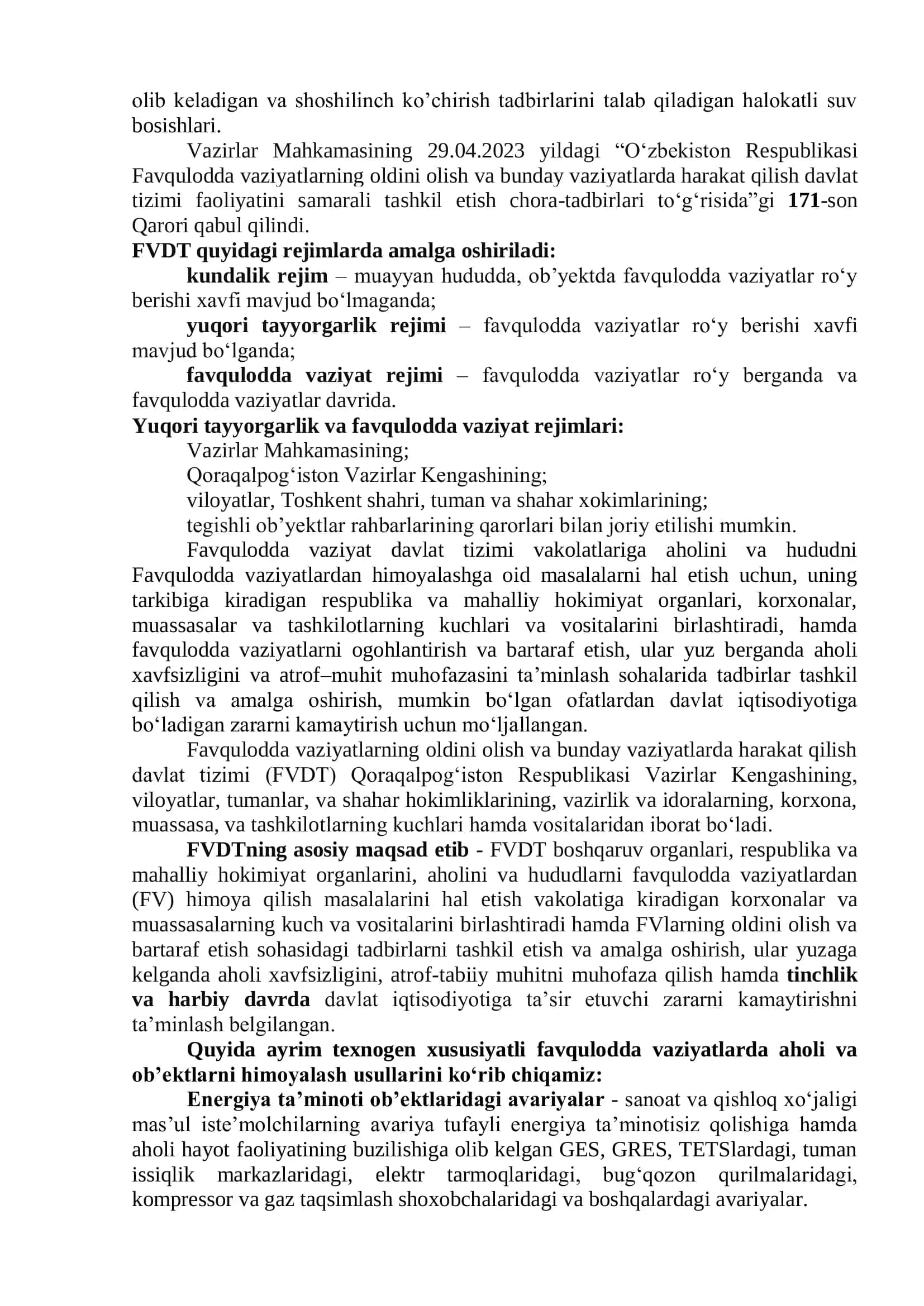 Texnogen xususiyatli favqulodda vaziyatlarni oldini olishga qaratilgan profilaktik tadbirlar 3