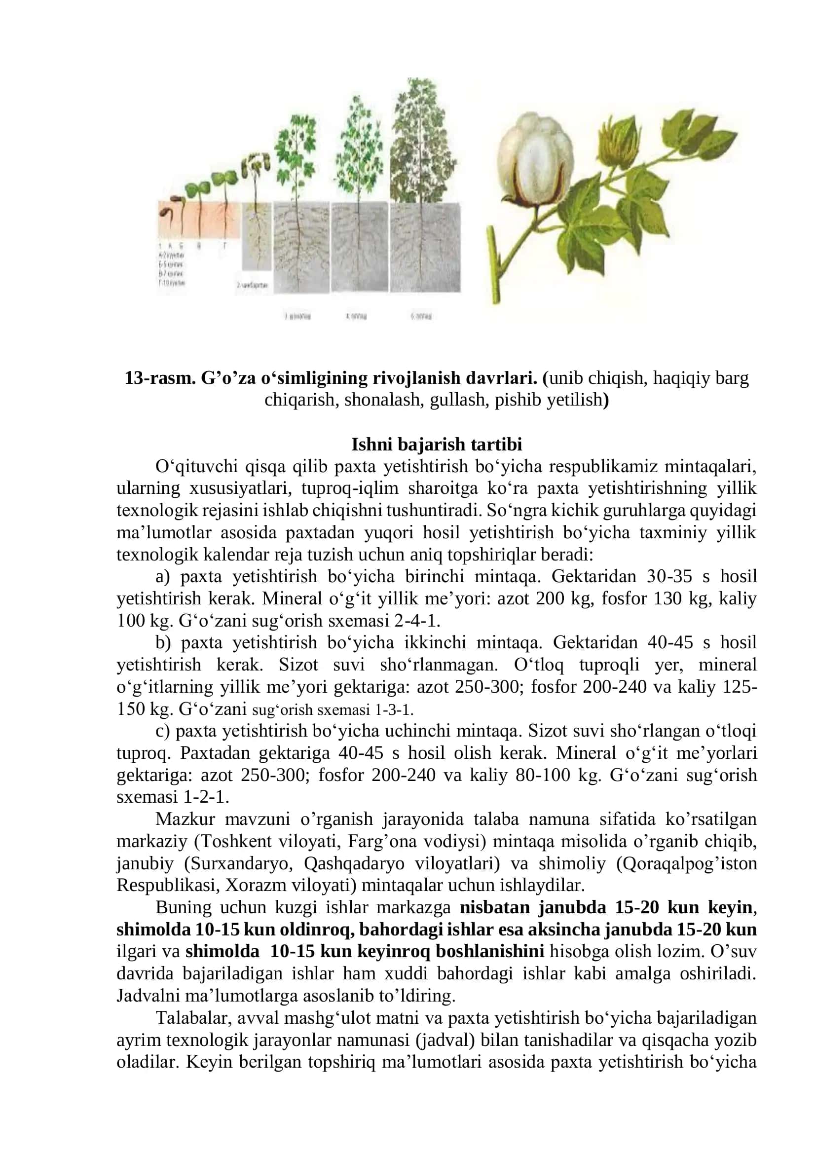 G’o’za yetishtirishda bajariladigan agrotexnik tadbirlar rejalarini tuzish 3