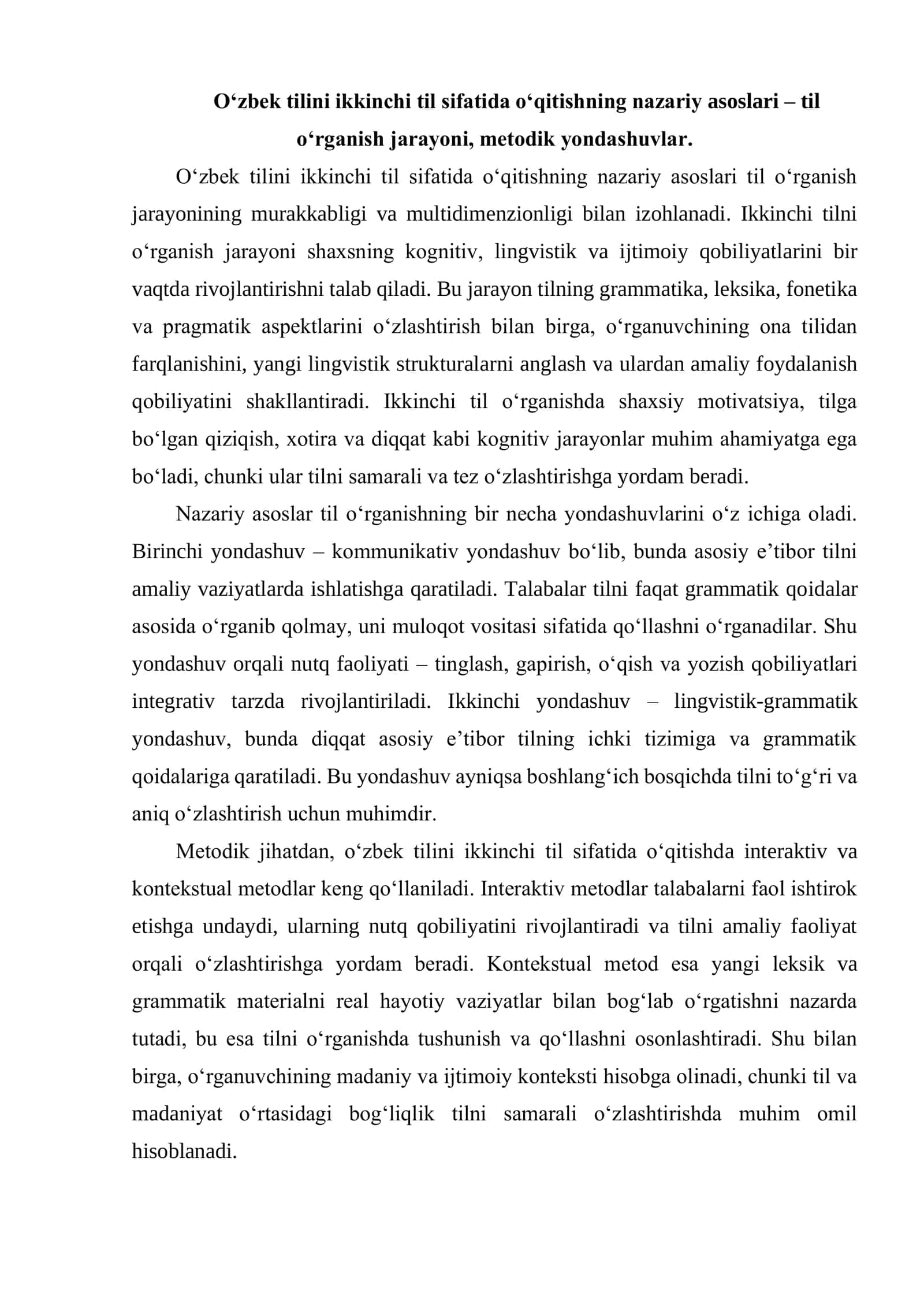 XADICHA MUXITDINOVANING “O‘ZBEK TILINI IKKINCHI TIL SIFATIDA O‘QITISH METODIKASI” 3