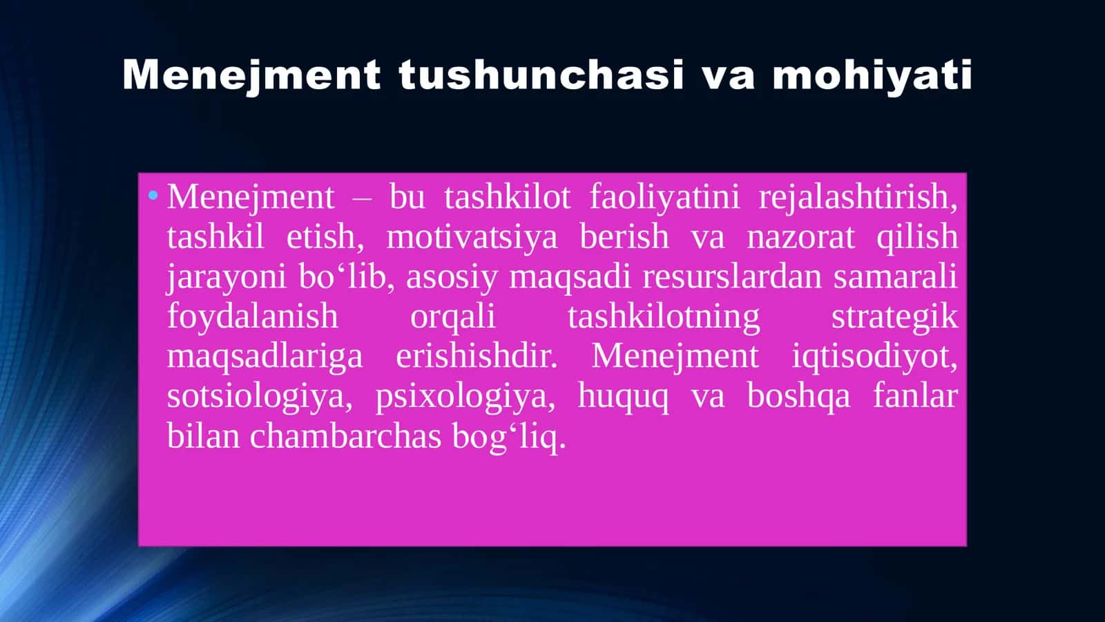 Menejmentning nazariy asoslari 3