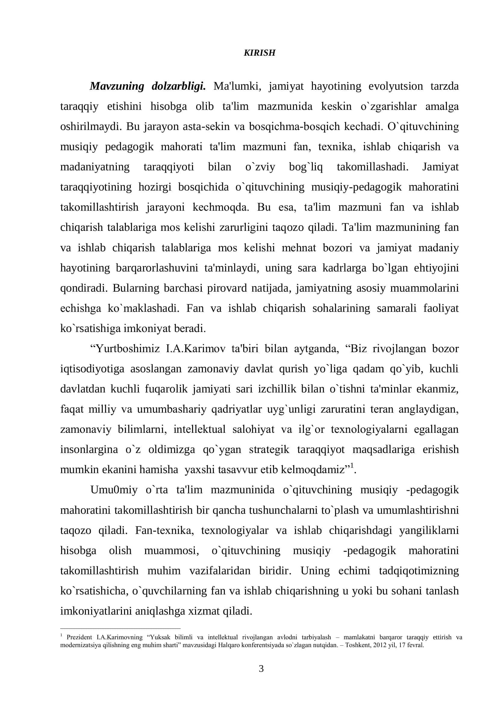 O'qituvchining musiqiy-pedagogik mahorati BITIRUV MALAKAVIY ISHI 3