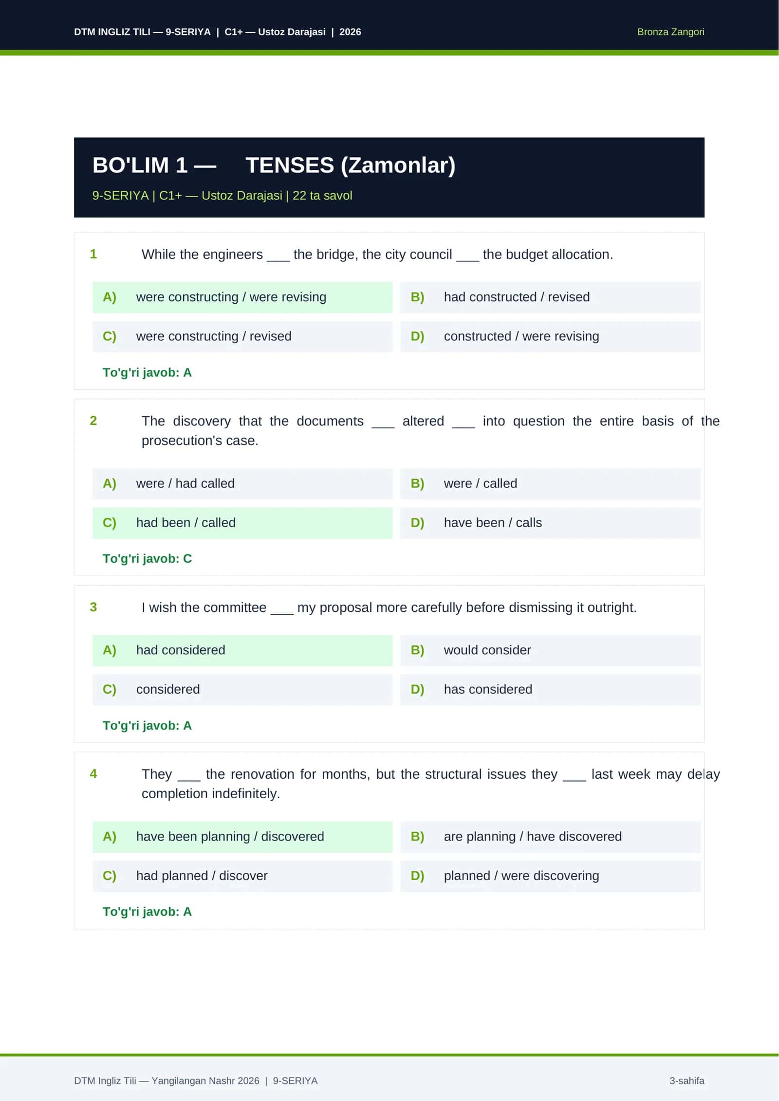 DTM INGLIZ TILI — 9-SERIYA | C1+ — Ustoz Darajasi | 2026 3