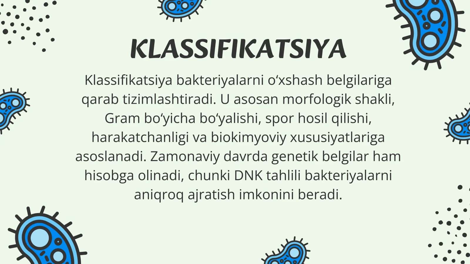 BAKTERIYALARNI KLASSIFIKATSIYASI, TOKSONOMIYASI VA NOMENKLATURASI. “BERJI” ANIQLAGICHI. BAKTERIYALARNI KLASSIFIKASIYASIGA KIRITILMAGAN LEKIN AMALIYOTDA QO‘LLANILADIGAN TUR ICHIDAGI VARIANTLARI. (SEROVAR, XEMOVAR, FAGOVAR, FERMENTOVAR ) 3