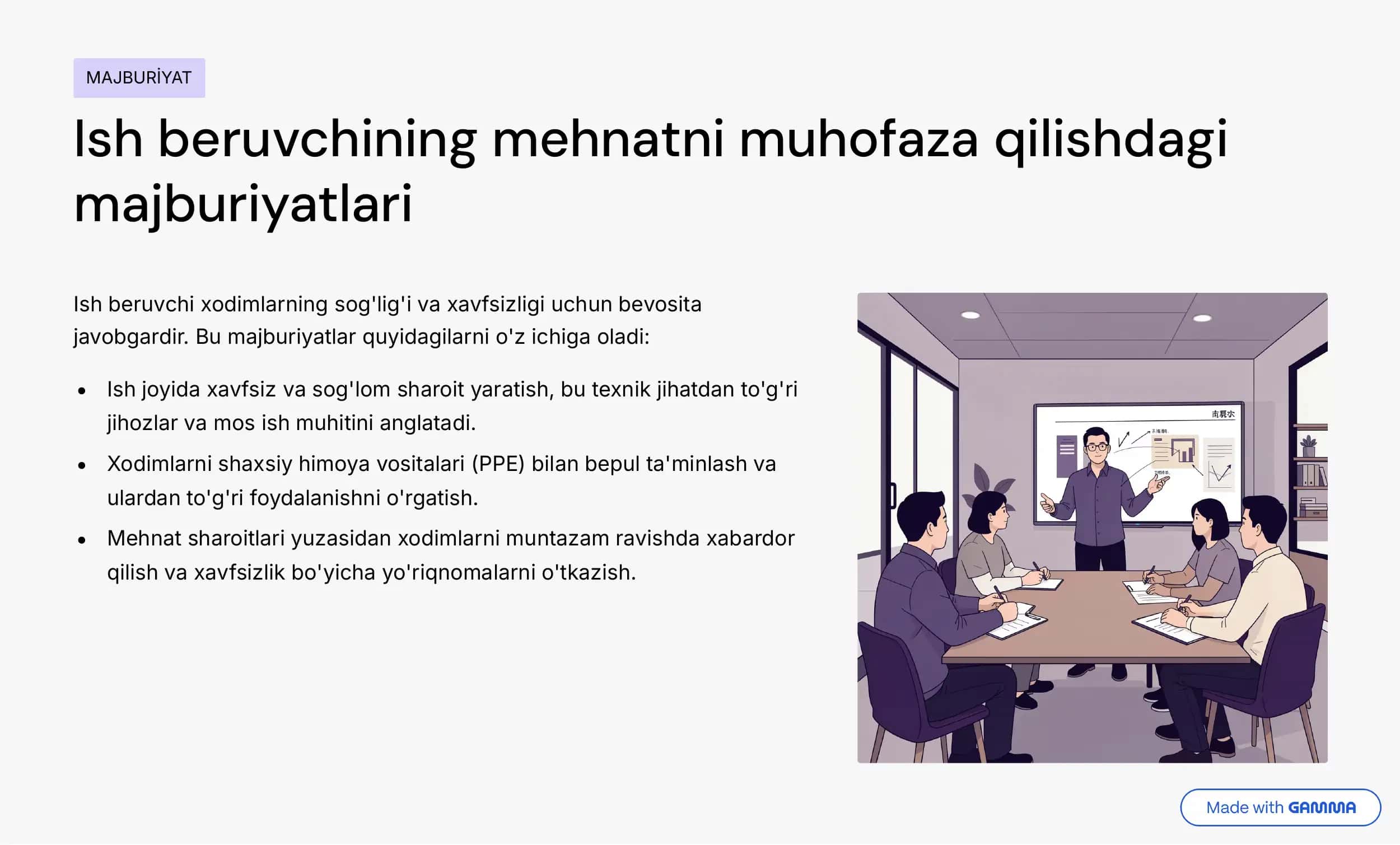 Mehnatning sanitar-gigiyenik sharoitlari va xodimlarga tibbiy xizmat ko‘rsatish 3