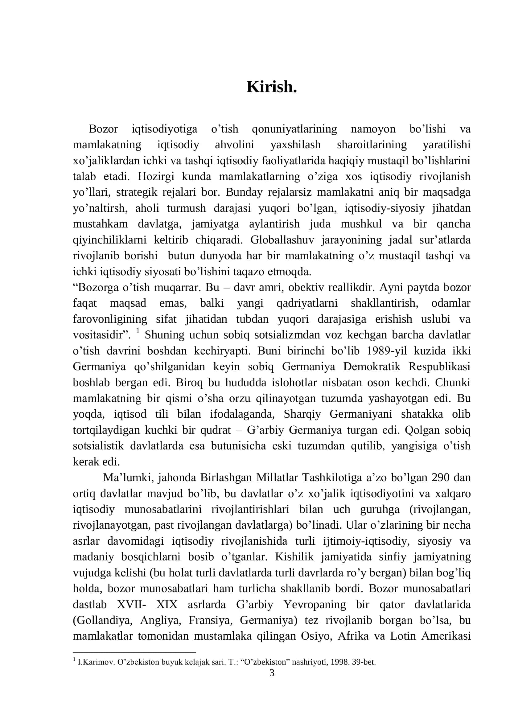 "Jahon iqtisodiyoti va xalqaro iqtisodiy munosabatlar" KURS ISHI 3