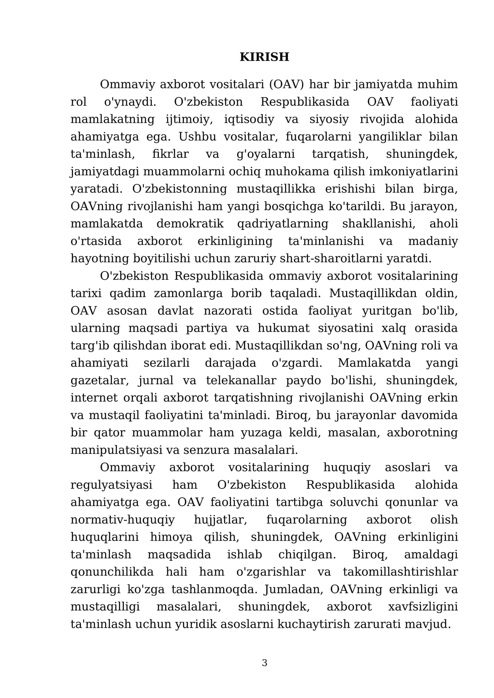 Oʻzbekistonning eng yangi tarixi fanidan tayyorlagan referat 3