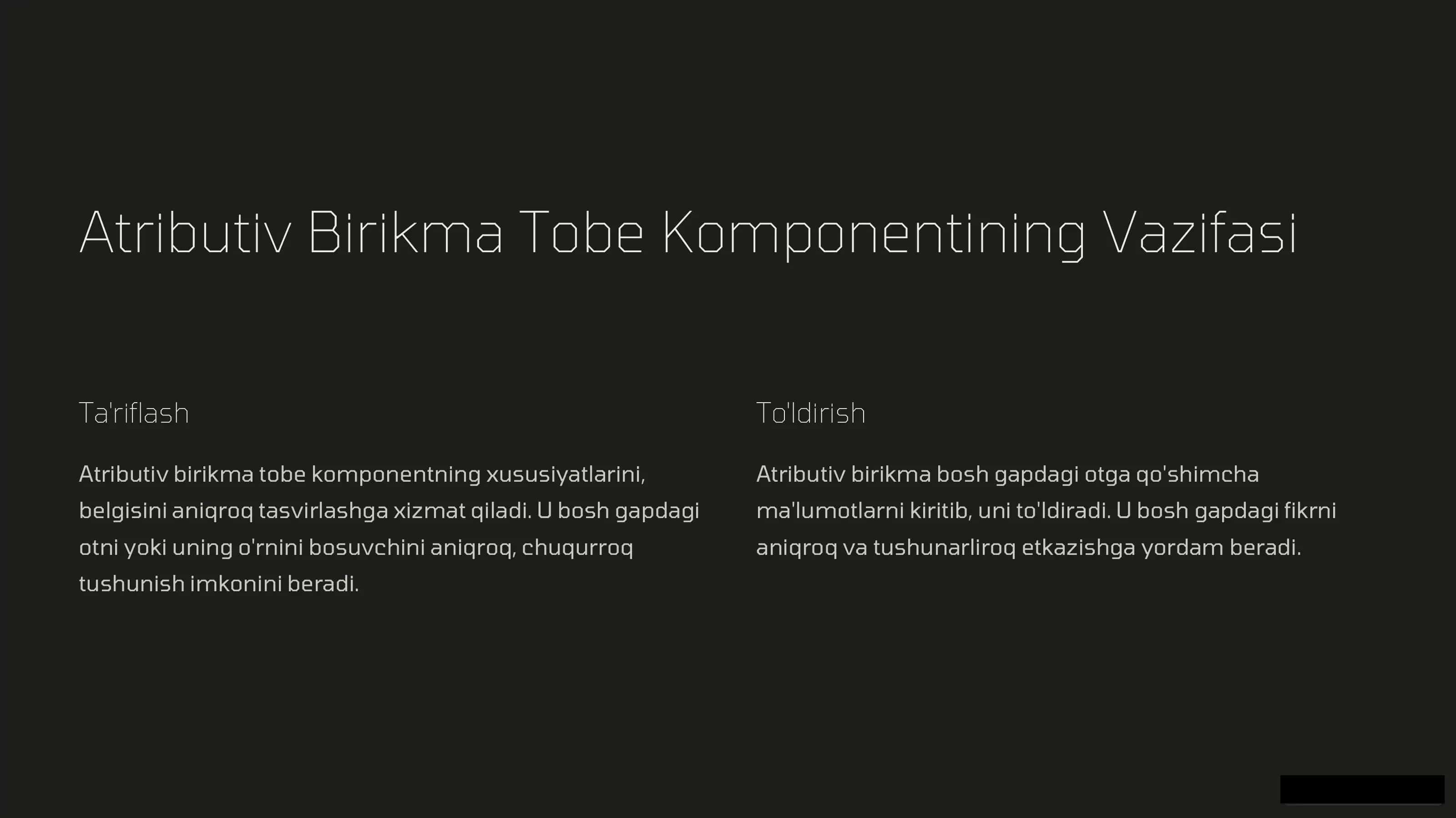 Atributiv birikama tobe komponentning uslubiy imkoniyati 3