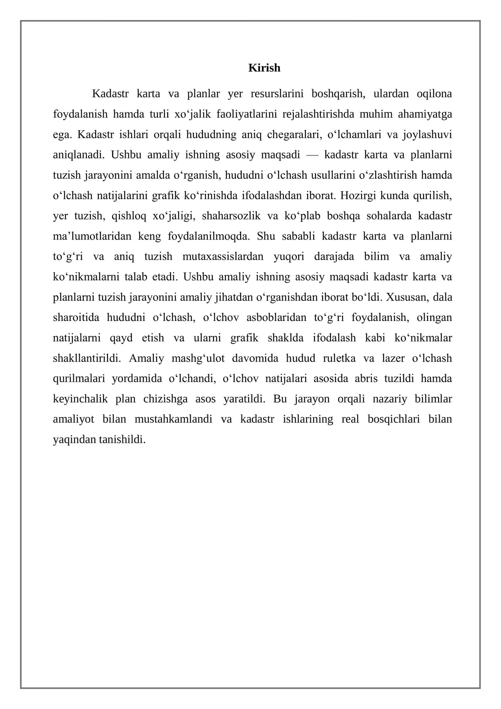Kadastr karta va planlarni tuzish ( O‘zbekiston Milliy Universiteti hududi) 3