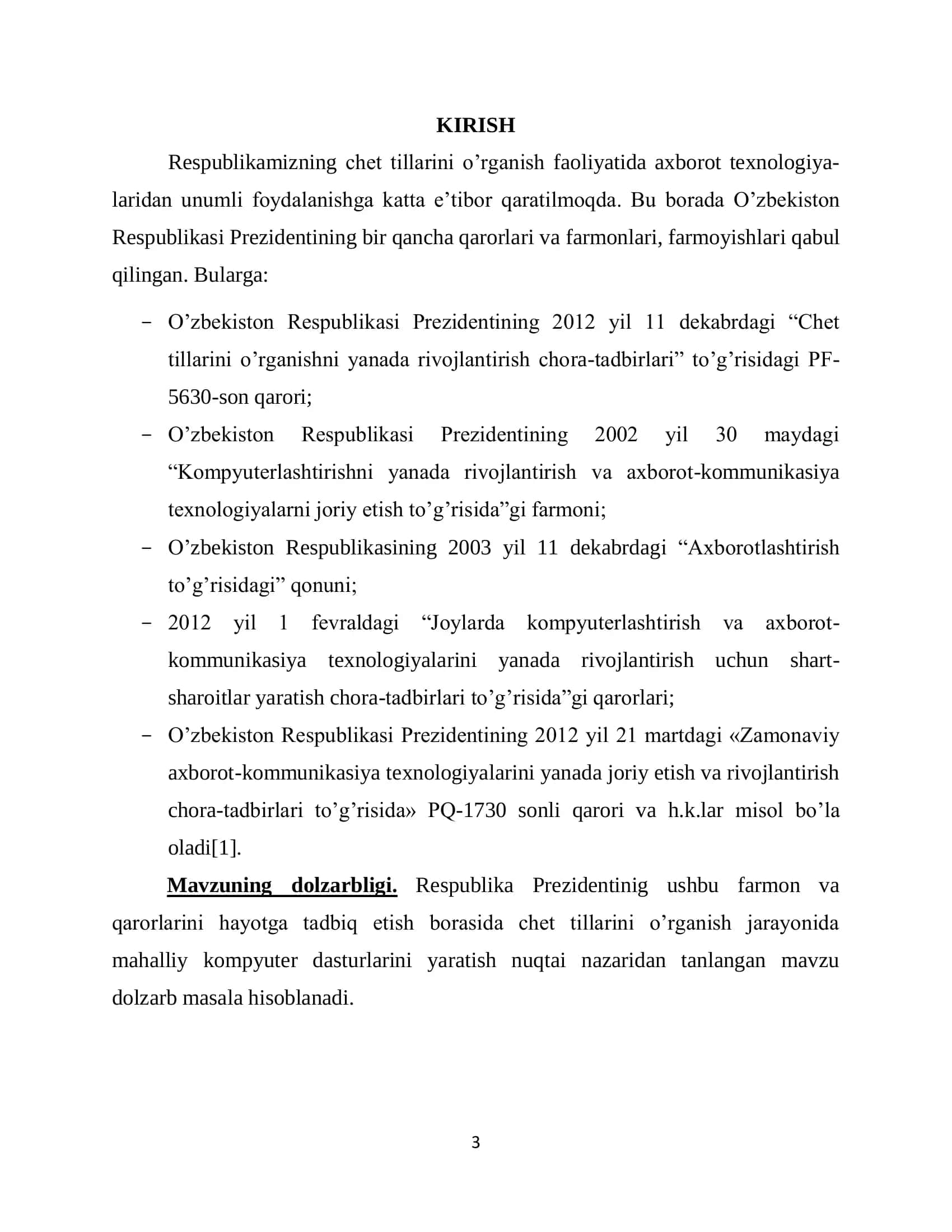 Ma'lumotlar bazasi va uni boshqarish uchun dasturiy vosita ishlab chiqish 3