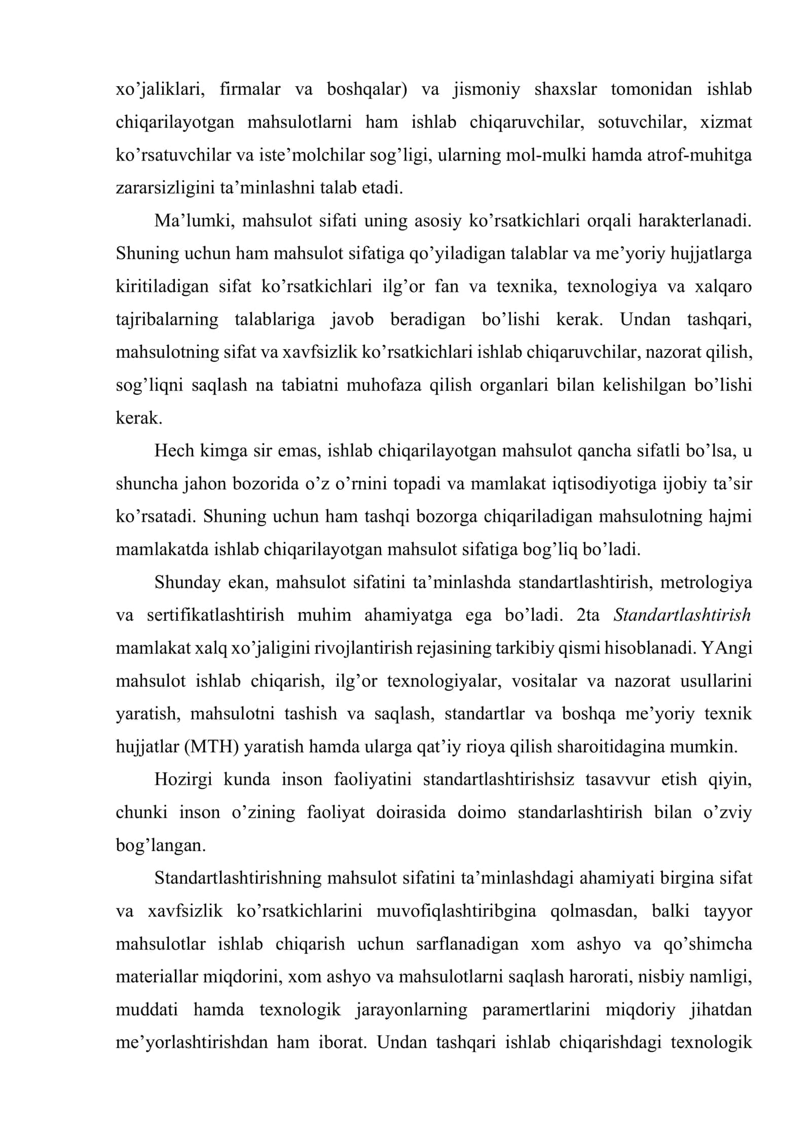 Standartlashtirish va sertifikatlashtirishning O’zbekistonda tashkillashtirilishi 3
