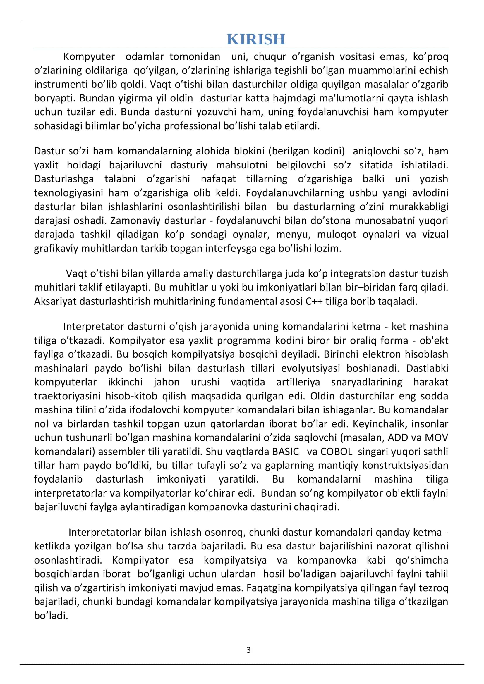 Dasturlash fanidan tayyorlangan 3