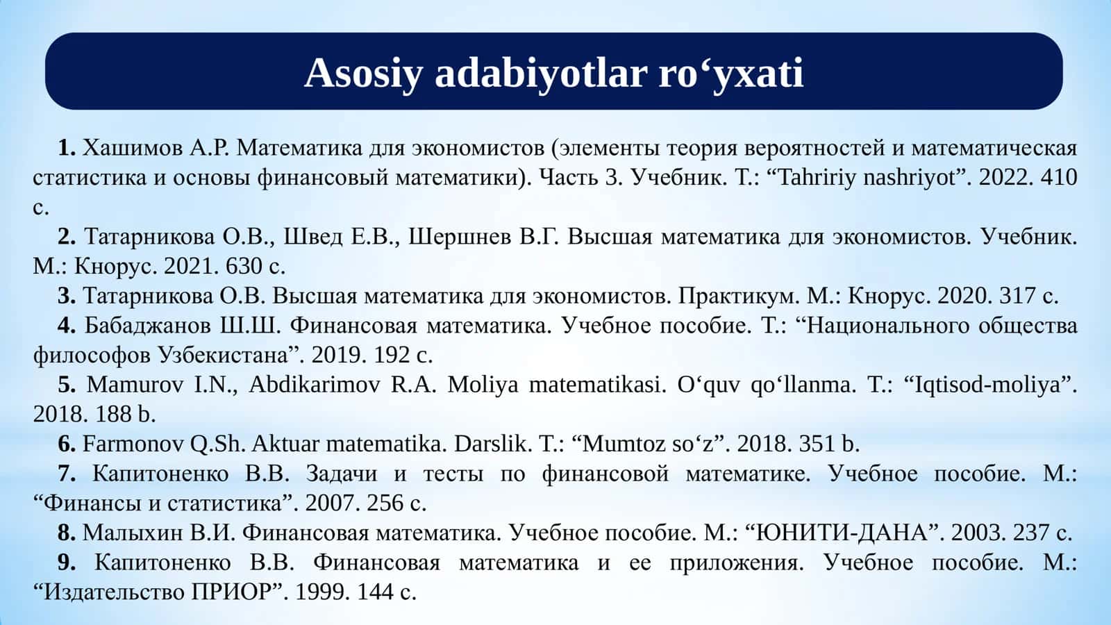 MOLIYA MATEMATIKASI: PUL MIQDORINI JAMG‘ARISH VA DISKONTLASH USULLARI 3