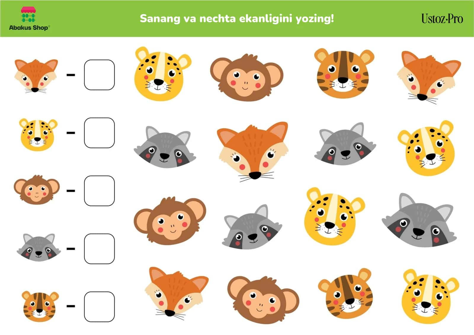 Sanang va nechta ekanligini yozing! 3