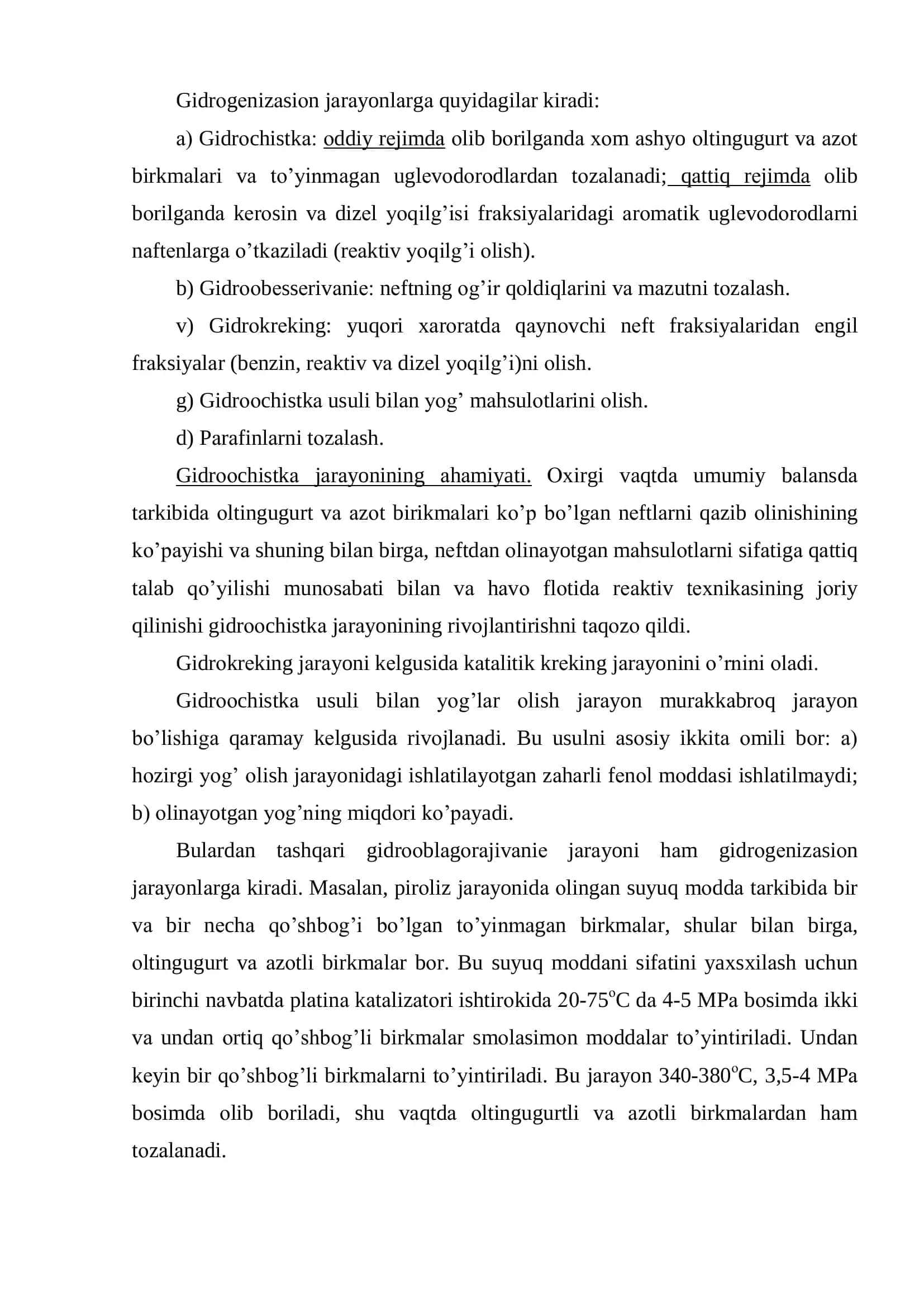 GIDROGENIZATSIYASIYA JARAYONLARI 3
