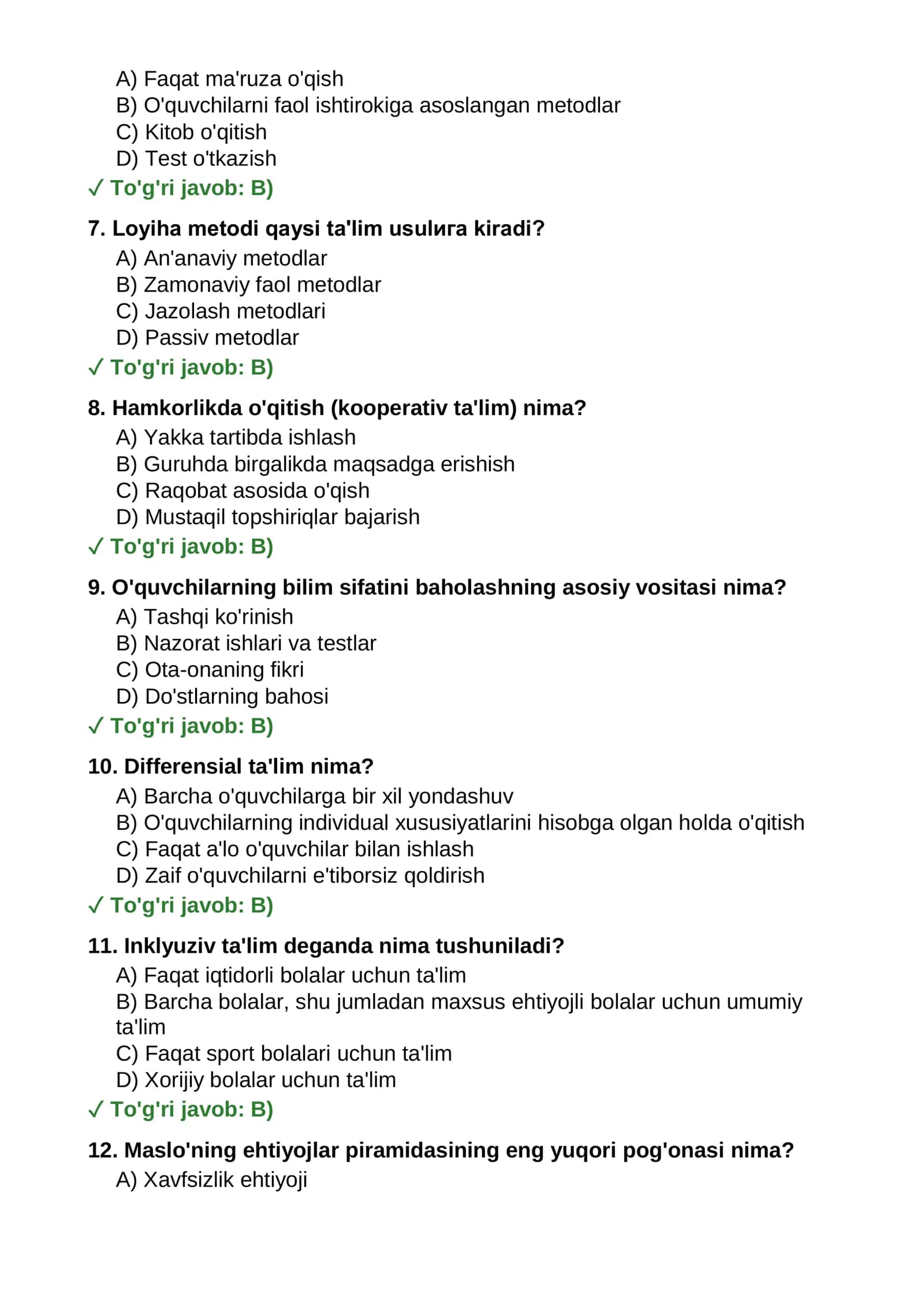 Maktab maslahatchisi 1000+ test savollari / Мактаб маслаҳатчиси 1000+ тест саволлари 3