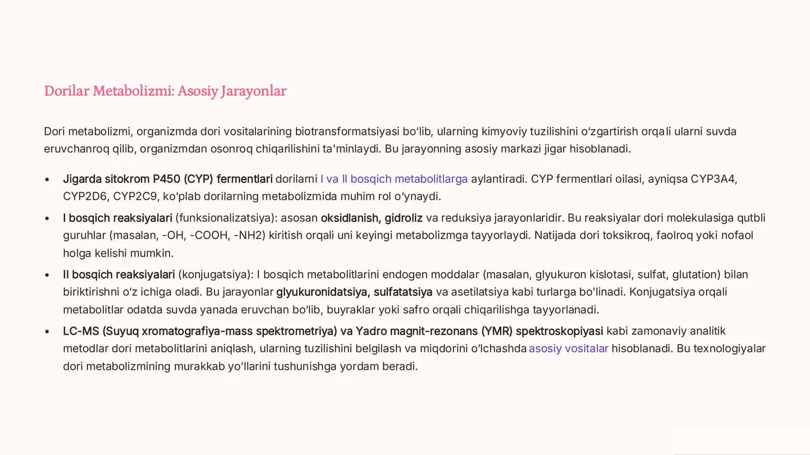 Dorilarni Birga Qo‘llashda Metabolizm,So’rilish va Chiqarilishdagi O‘zgarishlar 3