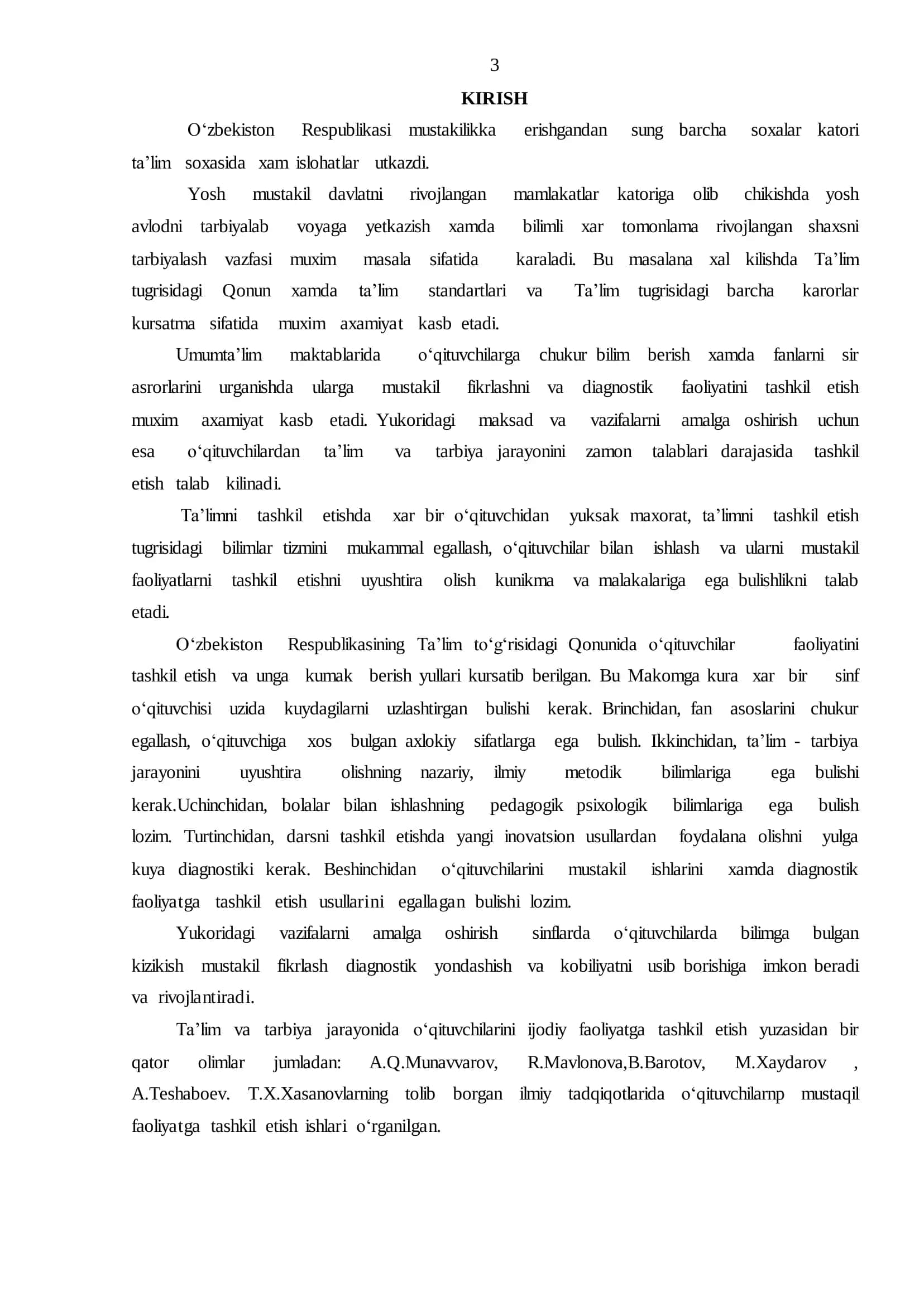 "Bo‘lajak boshlang‘ich sinf o‘qituvchilarini diagnostik faoliyatga tayyorlashning ilmiy asoslari" 3