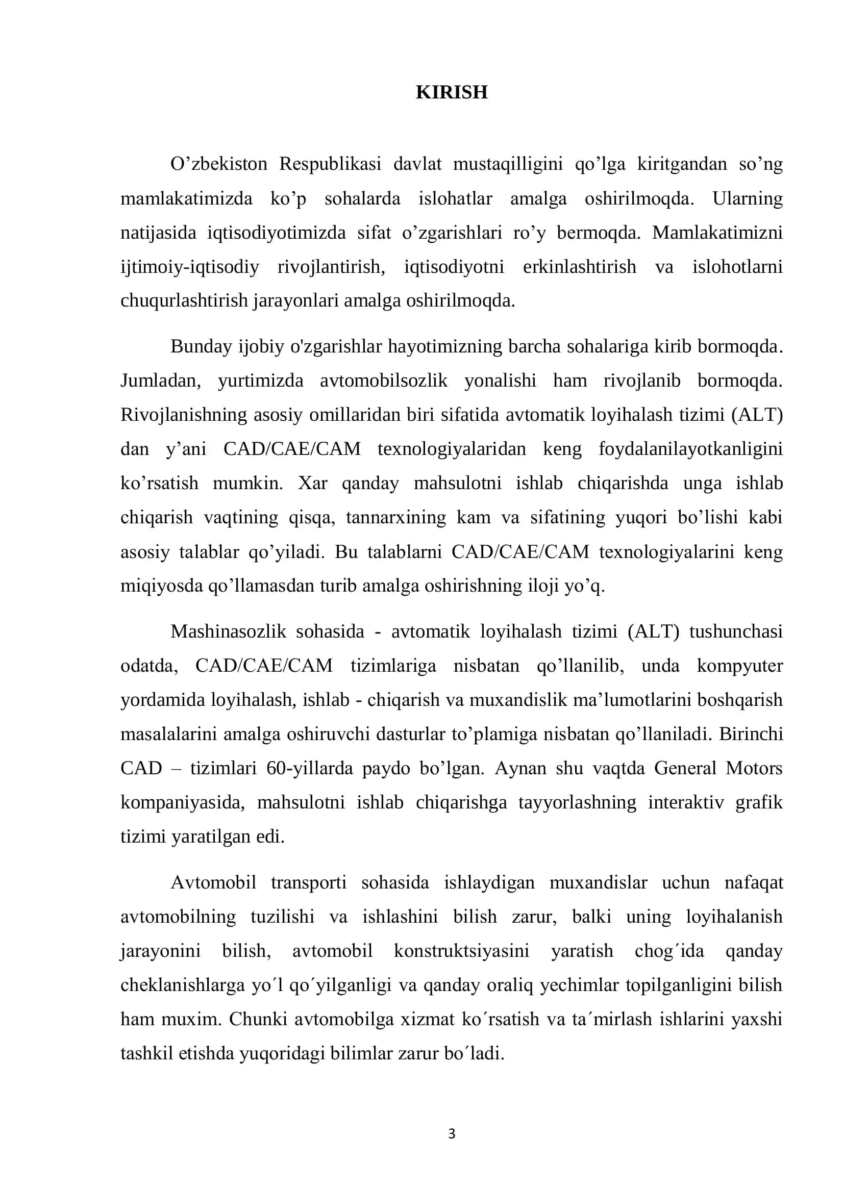 Avtomatlashtirilgan loyihalash tizimlari 3