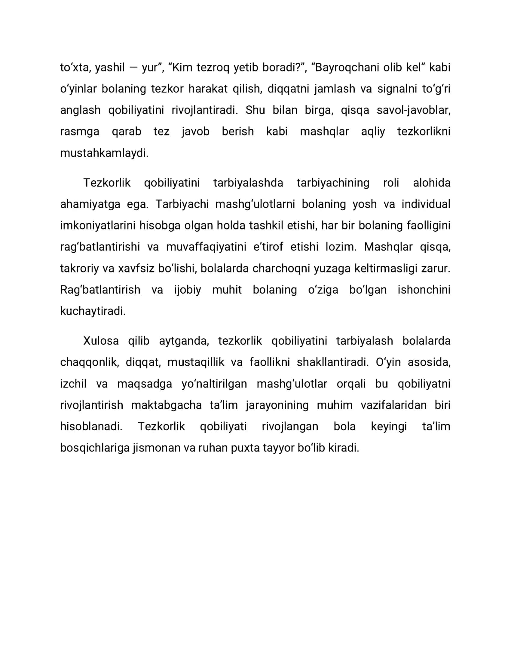 Tezkorlik qobiliyatini tarbiyalash 3