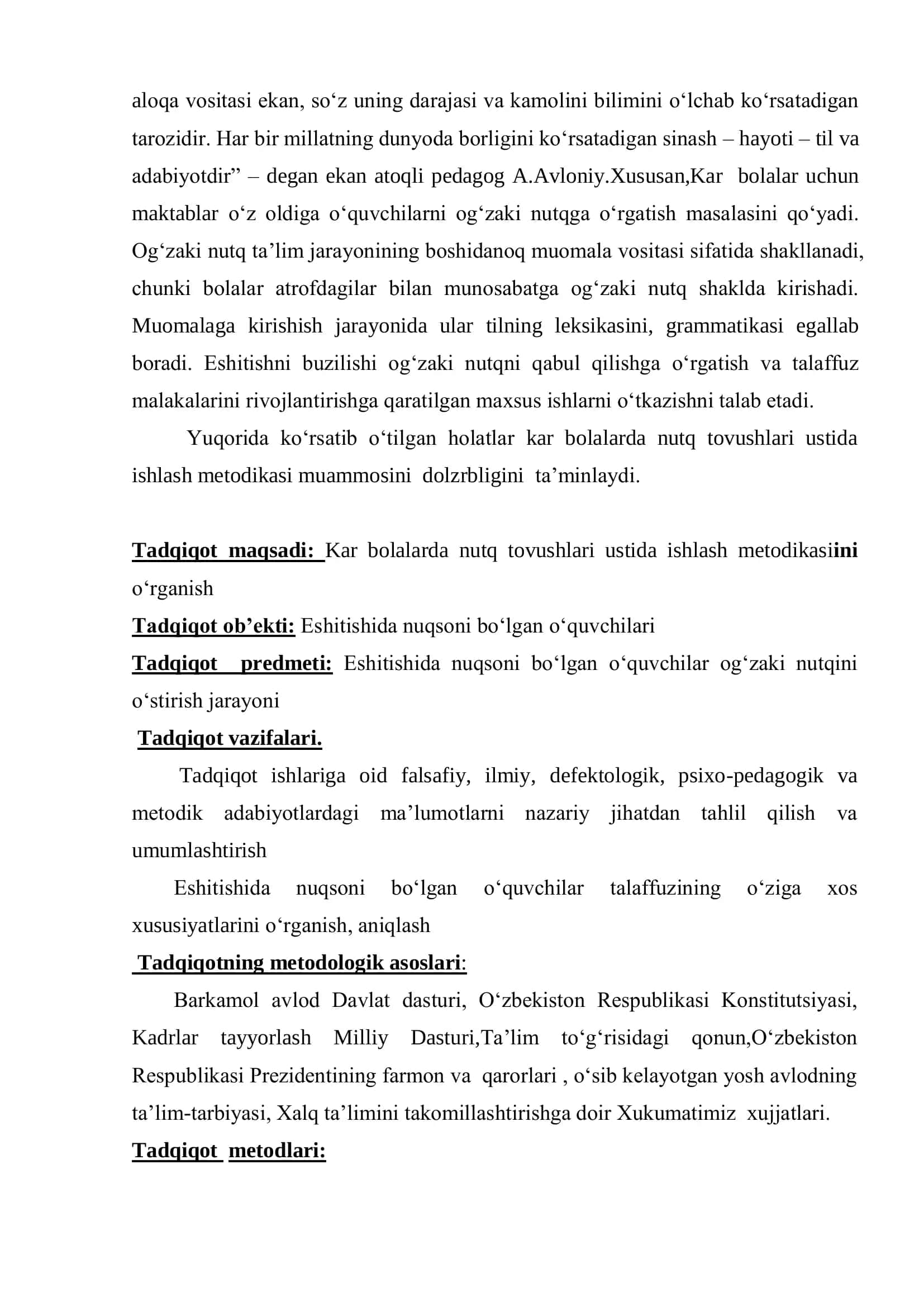 Kar bolalarda talaqquz malakalarini shakllantirish ustida ishlash metodikasi 3