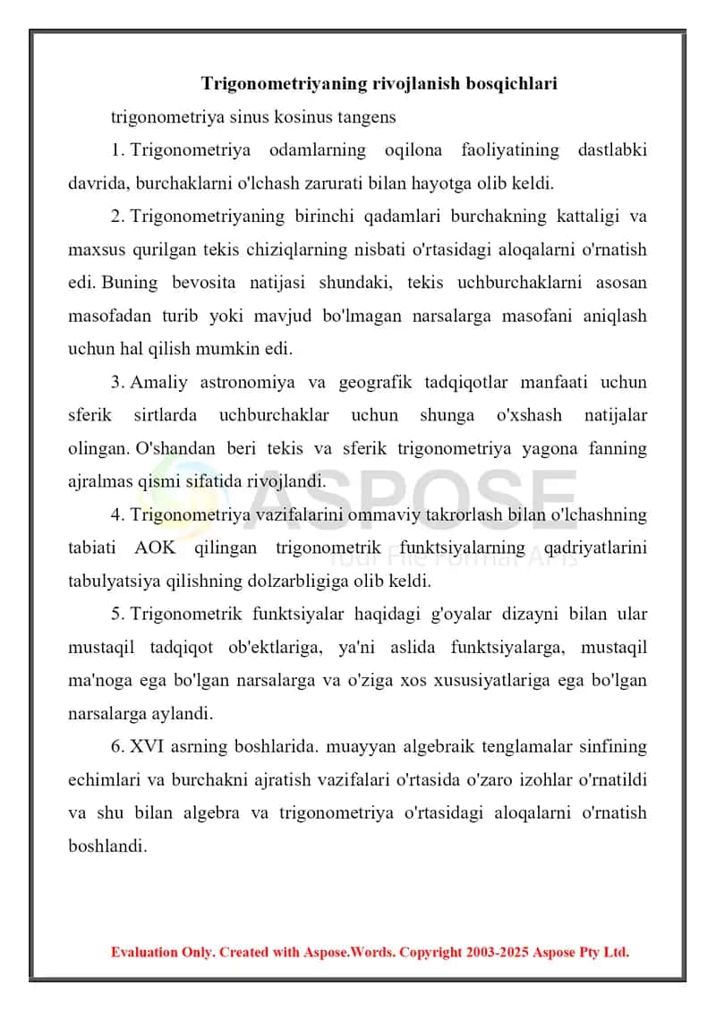 Asosiy trigonometrik ayniyatlar 3
