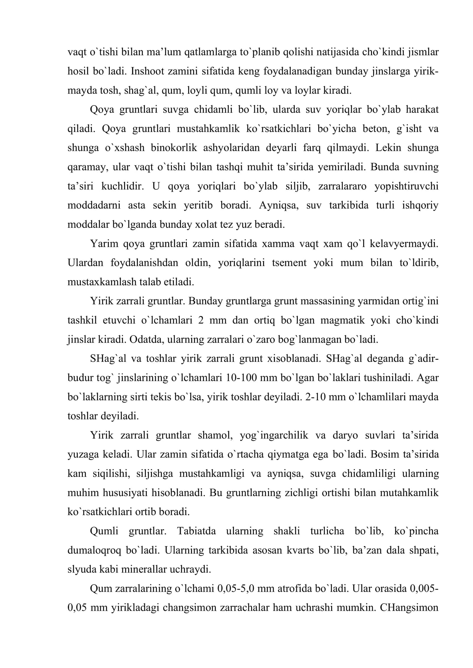 Gruntlarning muhandis – geologik turi va fizik-mexanik xossalari 3