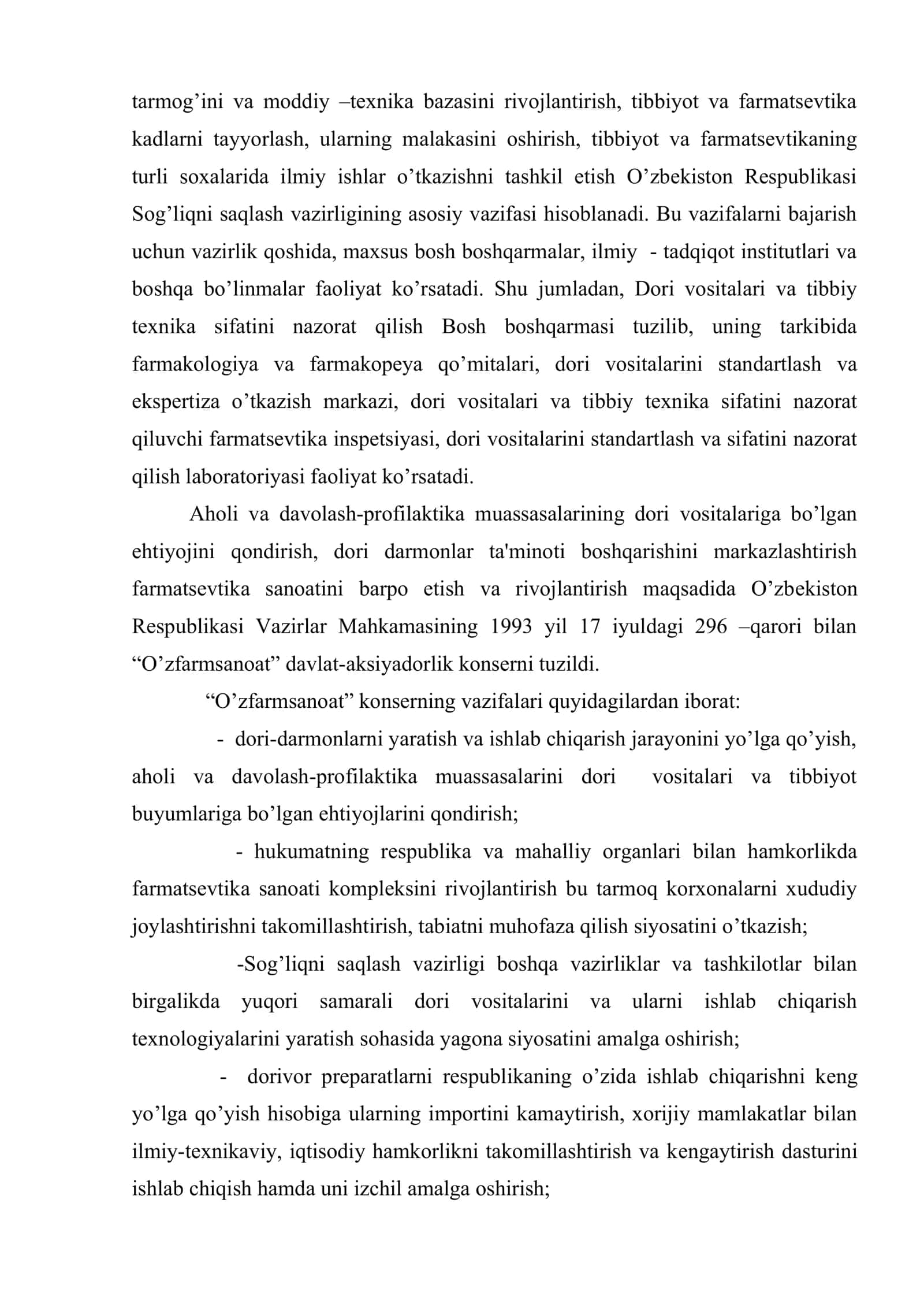 O’zbеkiston Rеspublikasida Sog’liqni saqlash ishlari va farmatsеvtika xizmatini rivojlantirish asoslari 3
