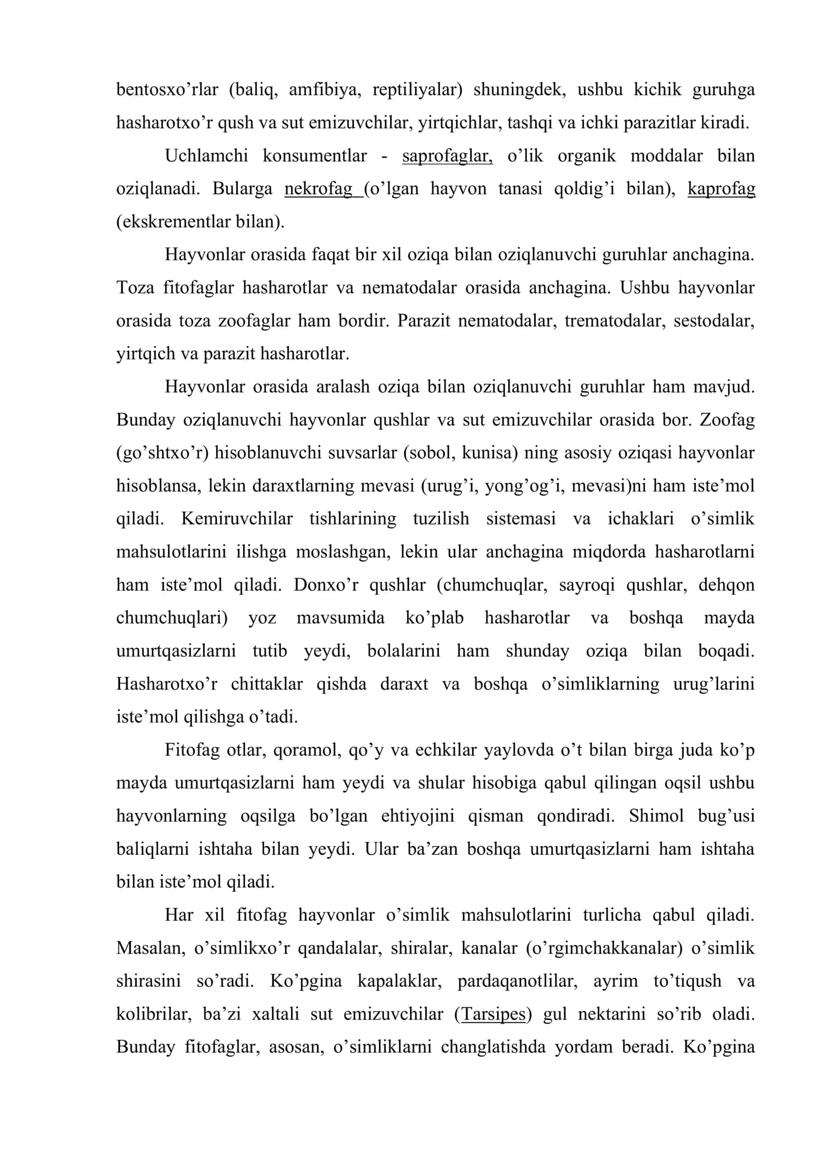 Hayvonlarning oziqlanishi va uning shakllari. Oziqa topish usullari 3