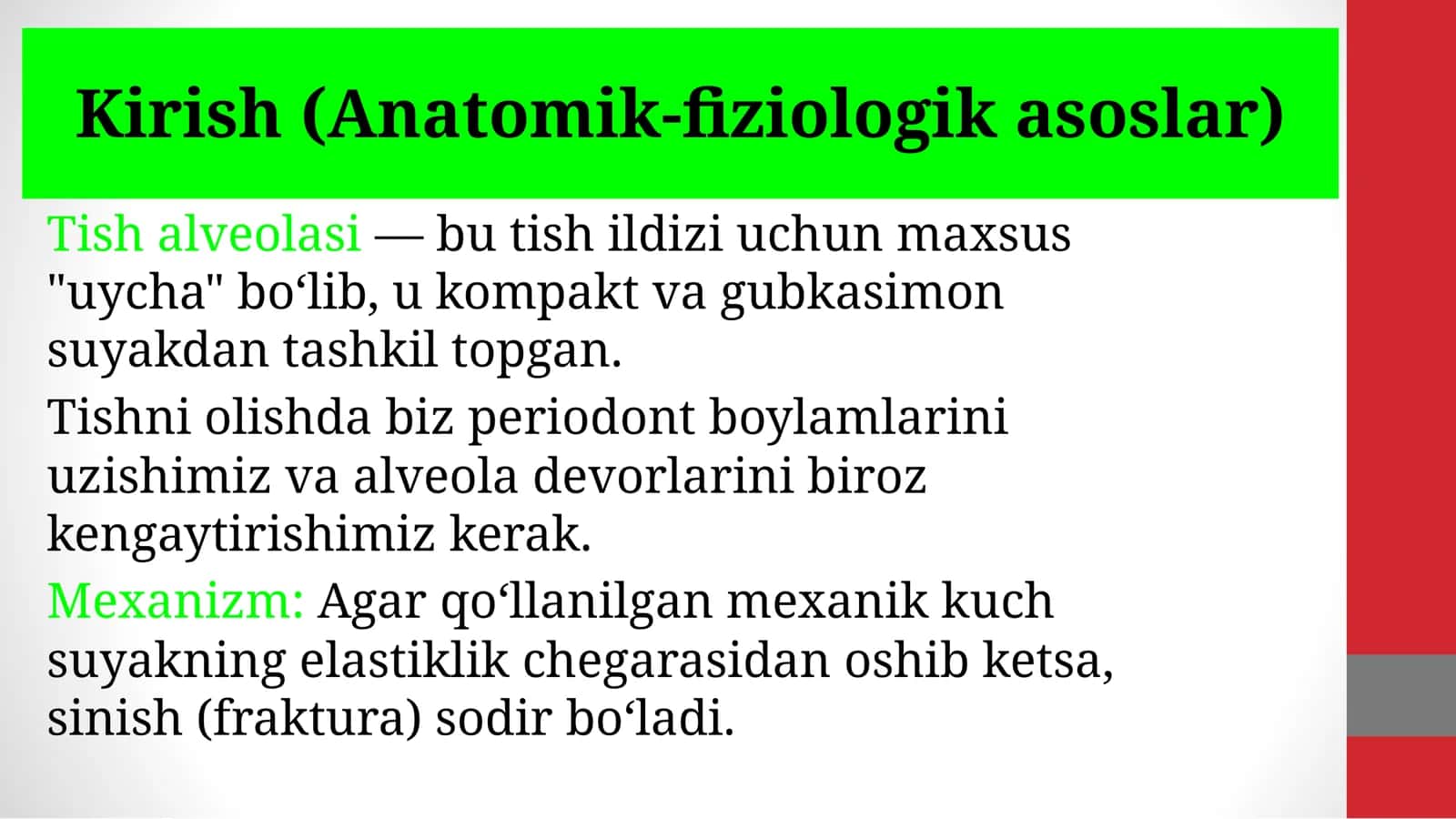 Tish alveolasi sinishining taktikasi 3