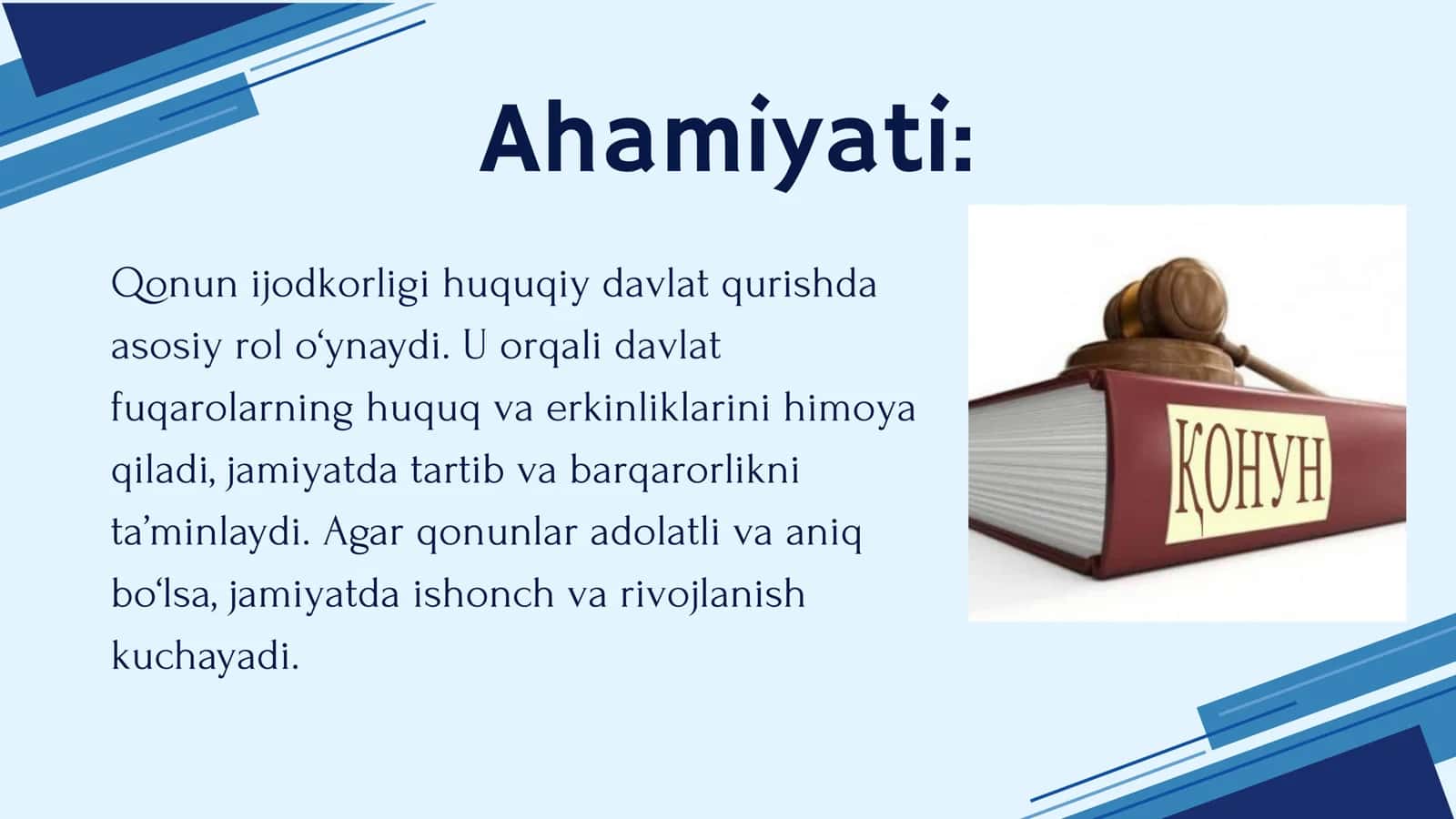 Qonun ijodkorligi jarayoni va uning bosqichlari. 3