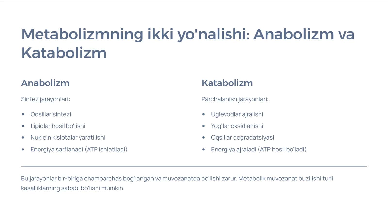 Metabolizm jarayonida energiya hosil bo'lishi va sarflanishi 3