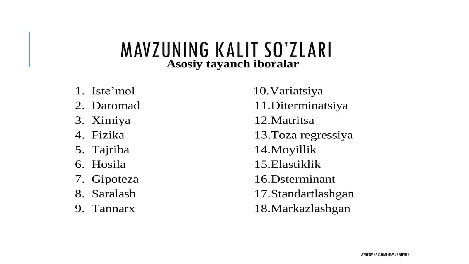 EKONOMETRIK MODELLARNI ISHONCHLILIGI VA ULARNING PARAMETRLARINI MOHIYATLILIGINI BAHOLASH 3