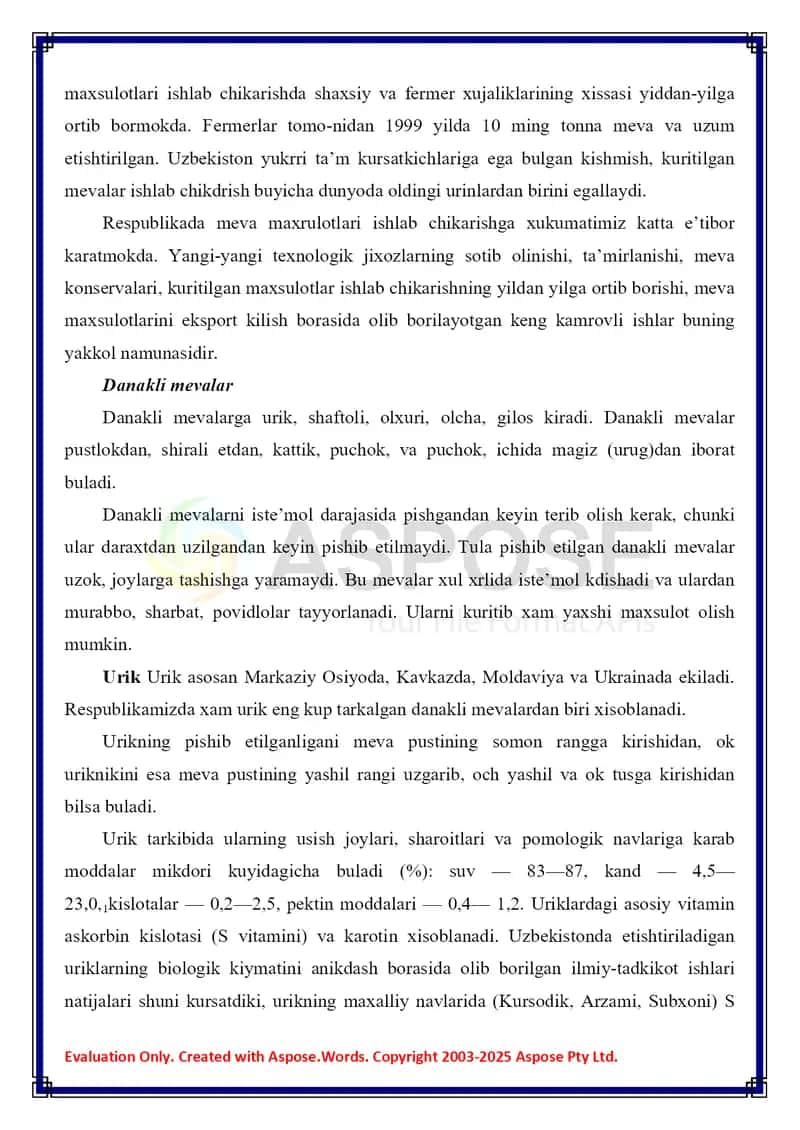 Danakli mevalarni yetishtirish va ularga shakl berish texnologiyasi 3