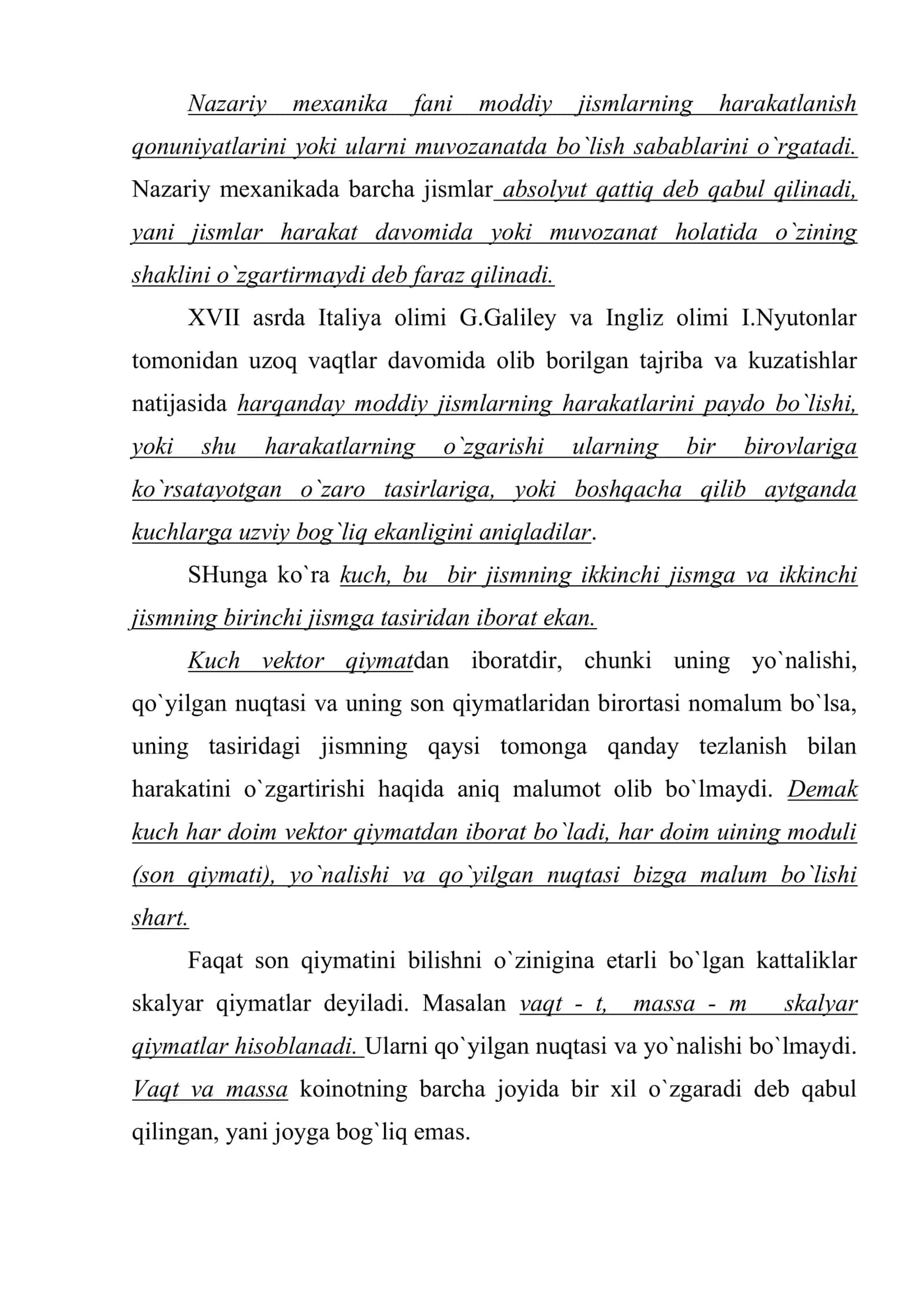 Nazariy mexanika fani, maqsadi va vazifalari 3