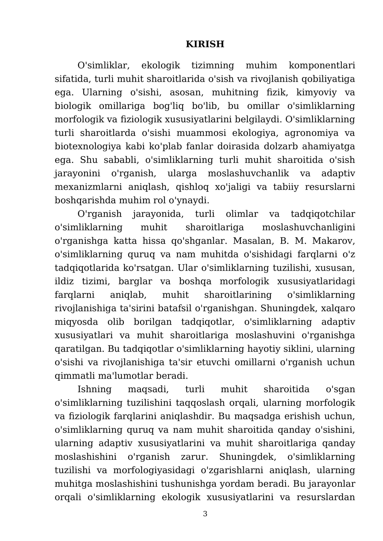 Turli muhit sharoitida osgan oʻsimliklarning tuzulishini taqqoslash 3