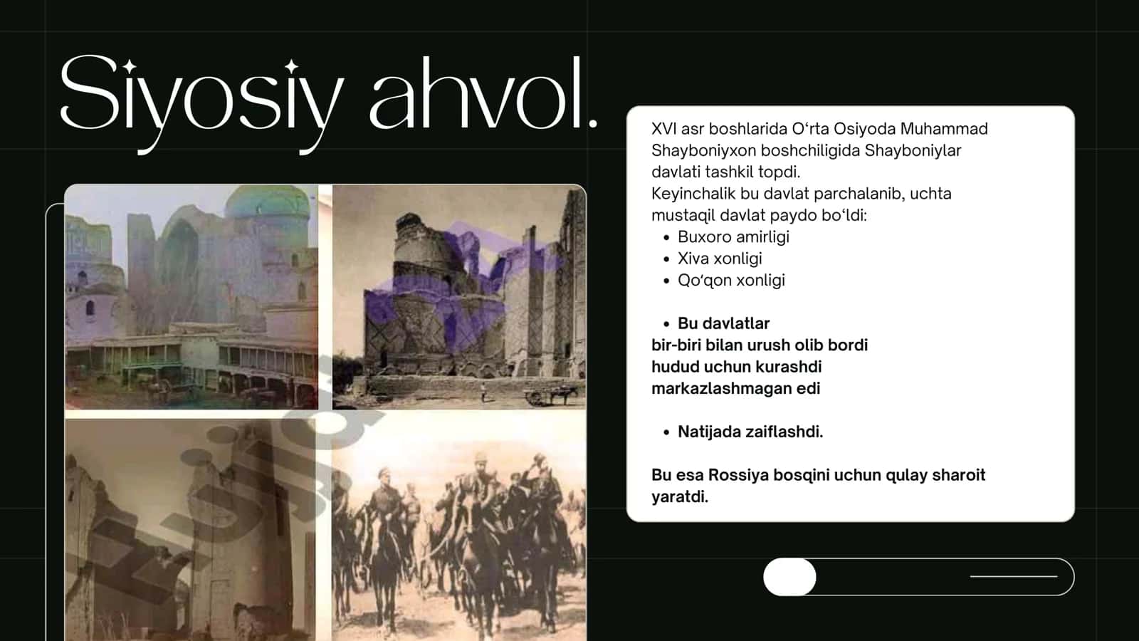 ROSSIYA IMPERIYASI VA SOVET HUKMRONLIGI DAVRIDA O‘LKADAGI IJTIMOIY-IQTISODIY, SIYOSIY VA MA’NAVIY JARAYONLAR 3