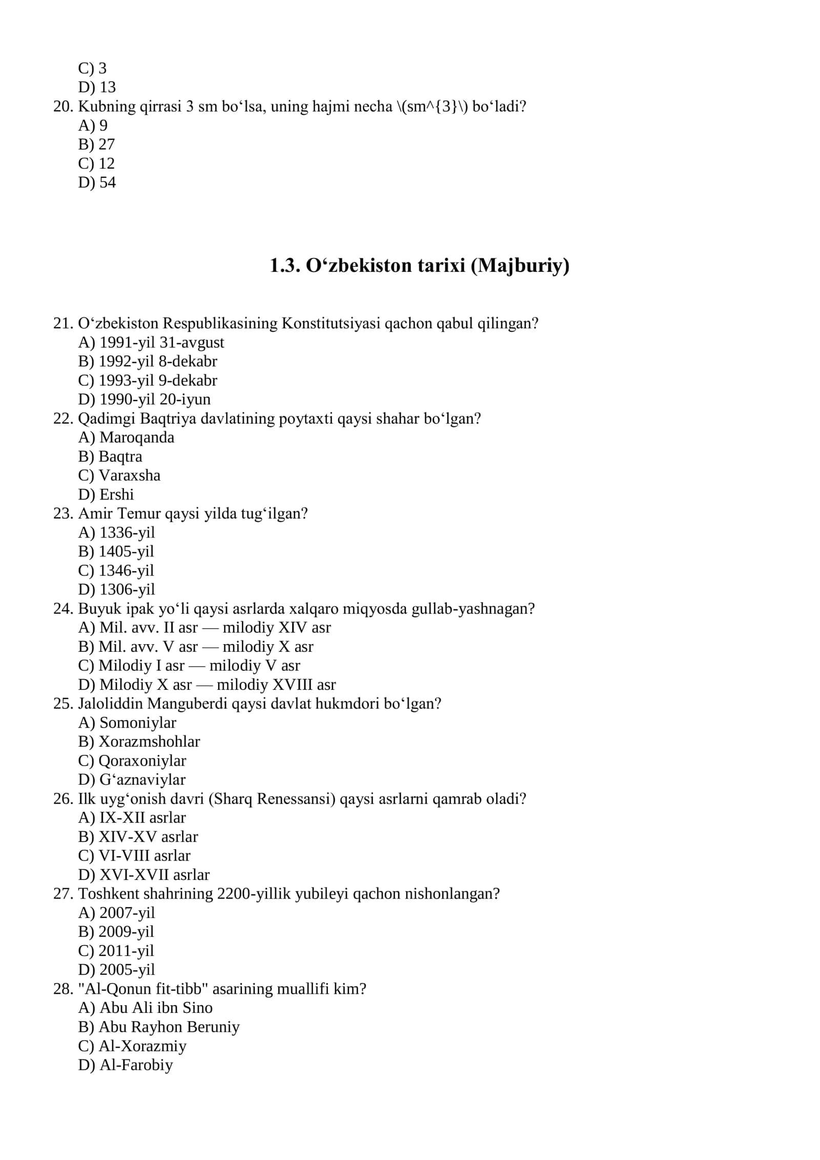 DTM repititsion-diagnostik testlari 2026-yil 3