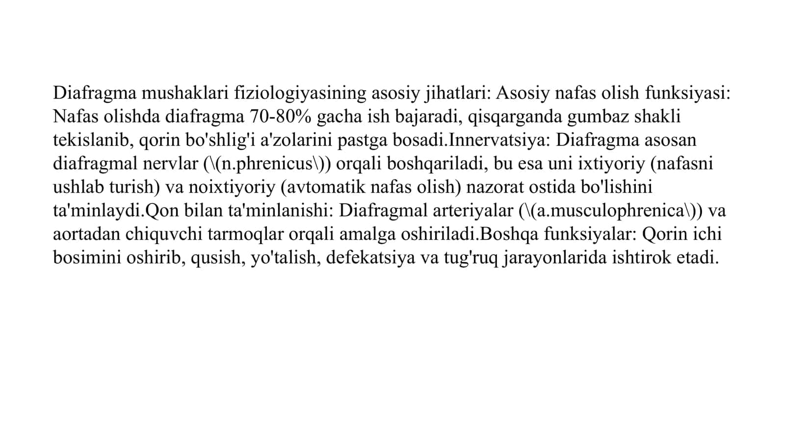Diafragma mushaklari fiziologiyasi 3