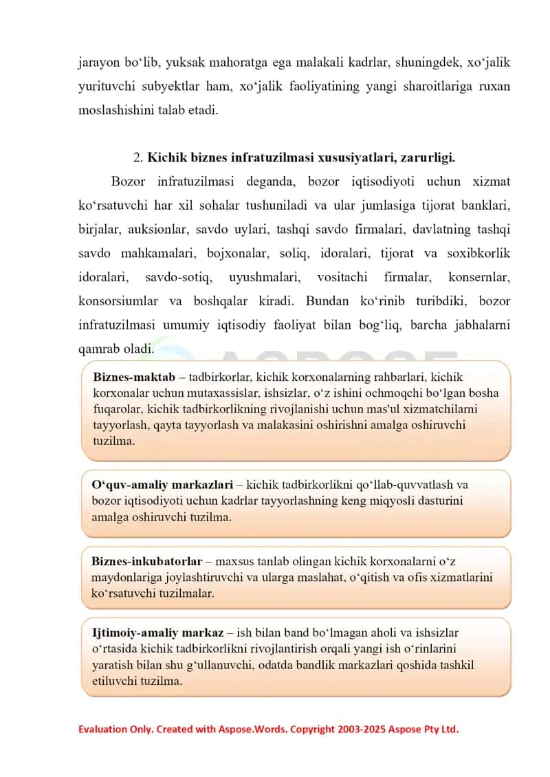 Kichik biznesni rivojlantirishda bozor infratuzilmasi o‘rni 3