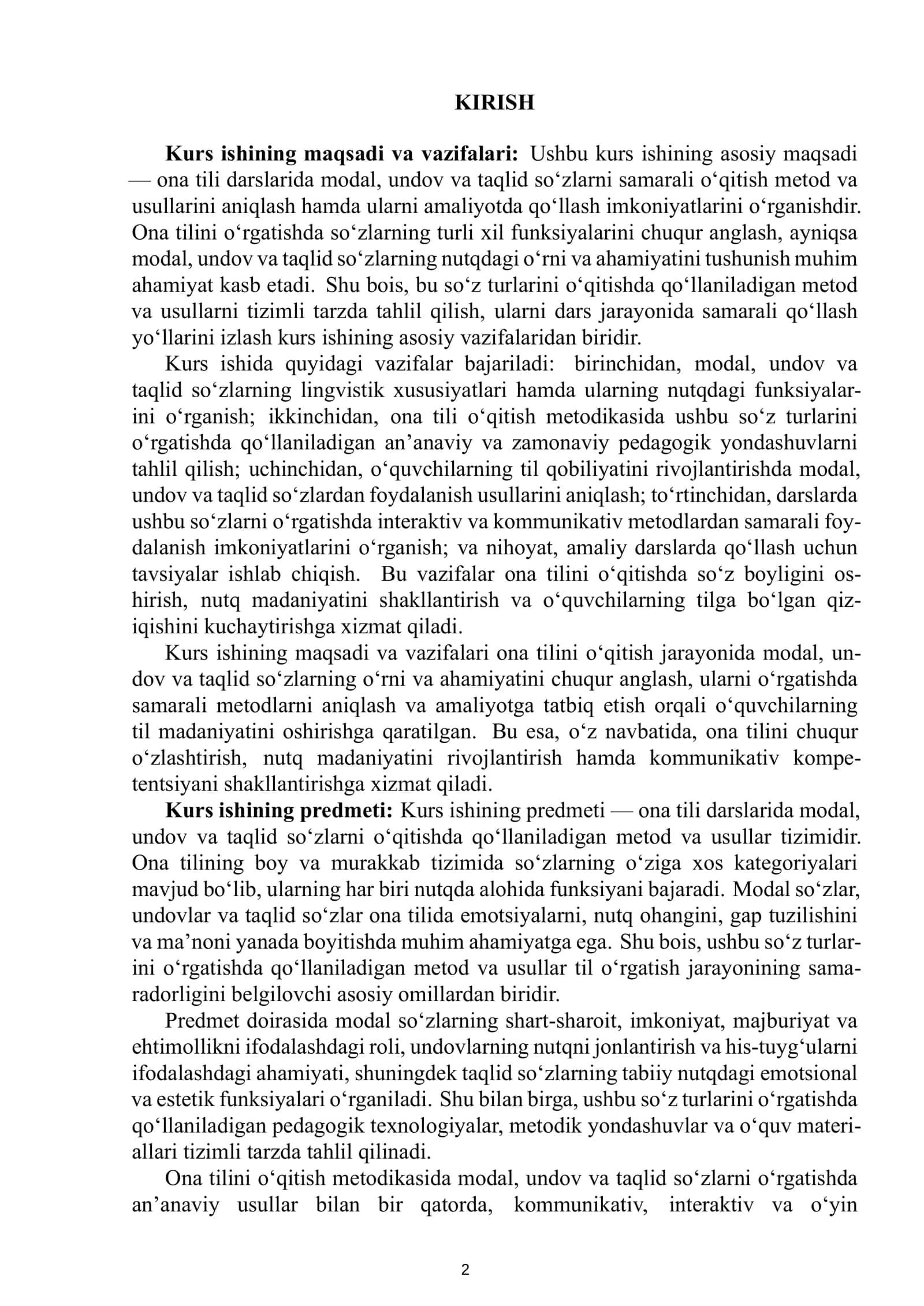 Ona Tili O'qitish Metodikasi Fanidan Tayyorlagan Kurs Ishi 3