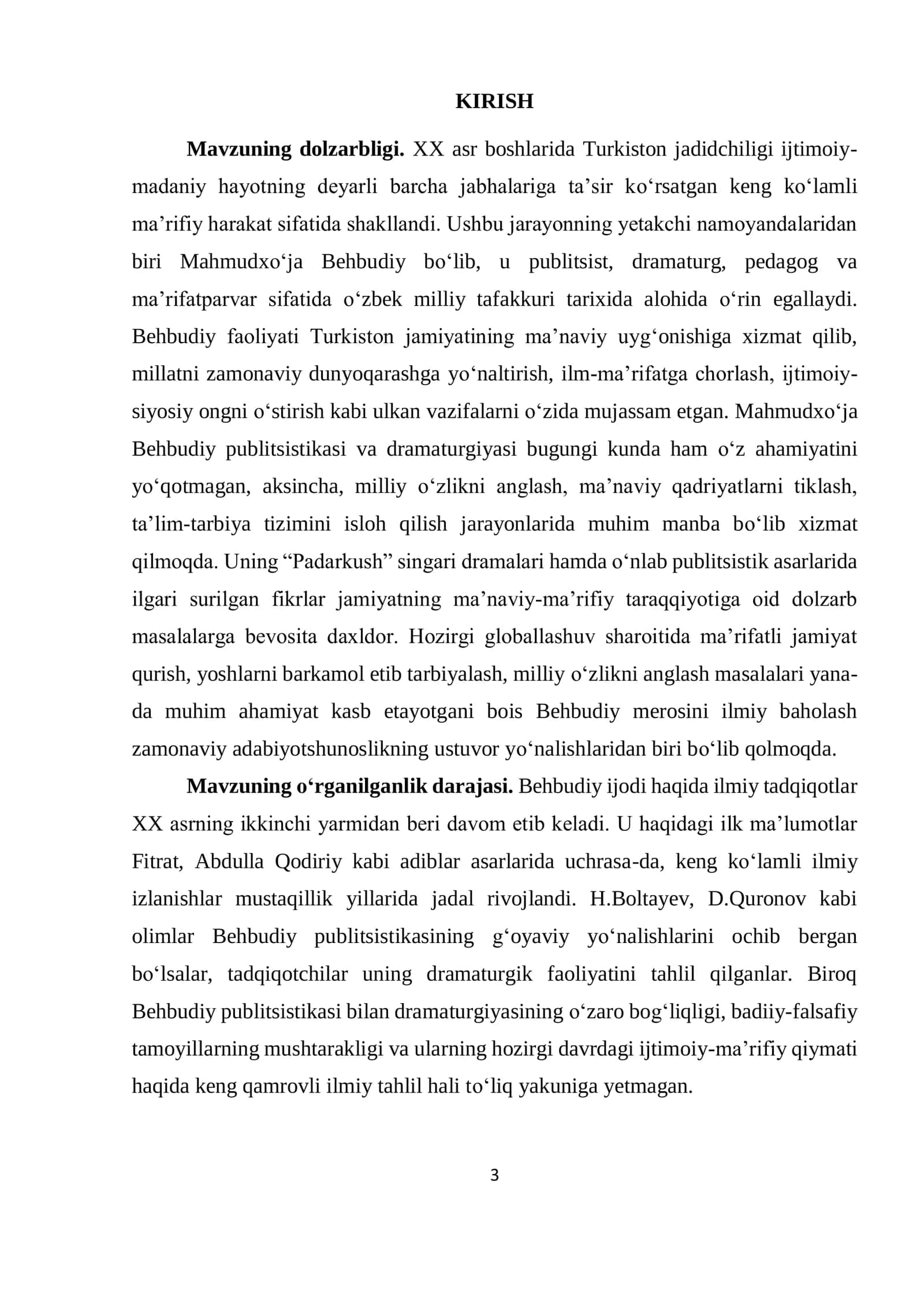 MAHMUDXO‘JA BEHBUDIY PUBLITSISTIKASI VA DRAMALARI 3
