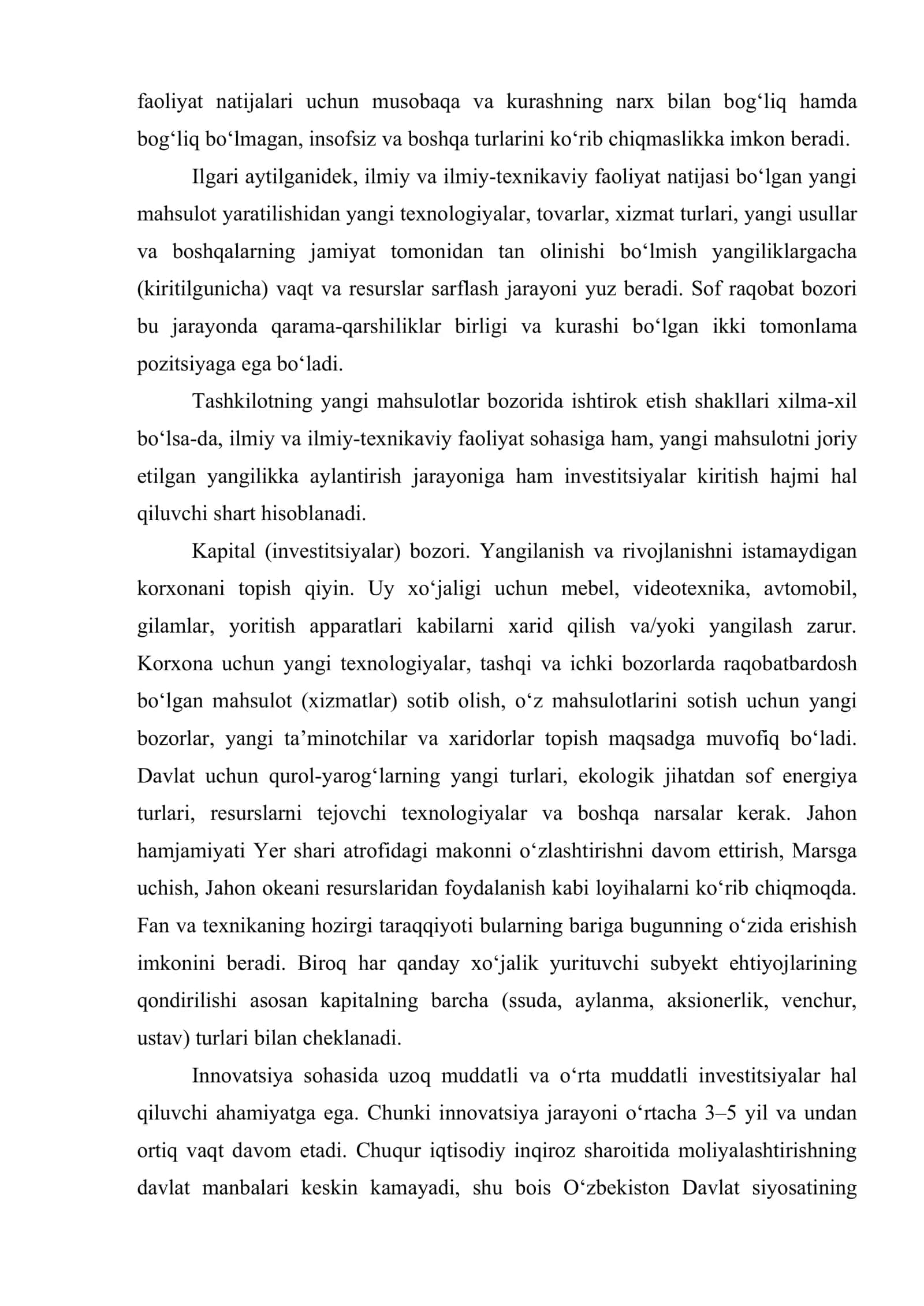 Innovatsion faoliyatni moliyaviy rag‘batlantirishda moliya, kredit, soliq mexanizmini takomillashtirish masalalari 3