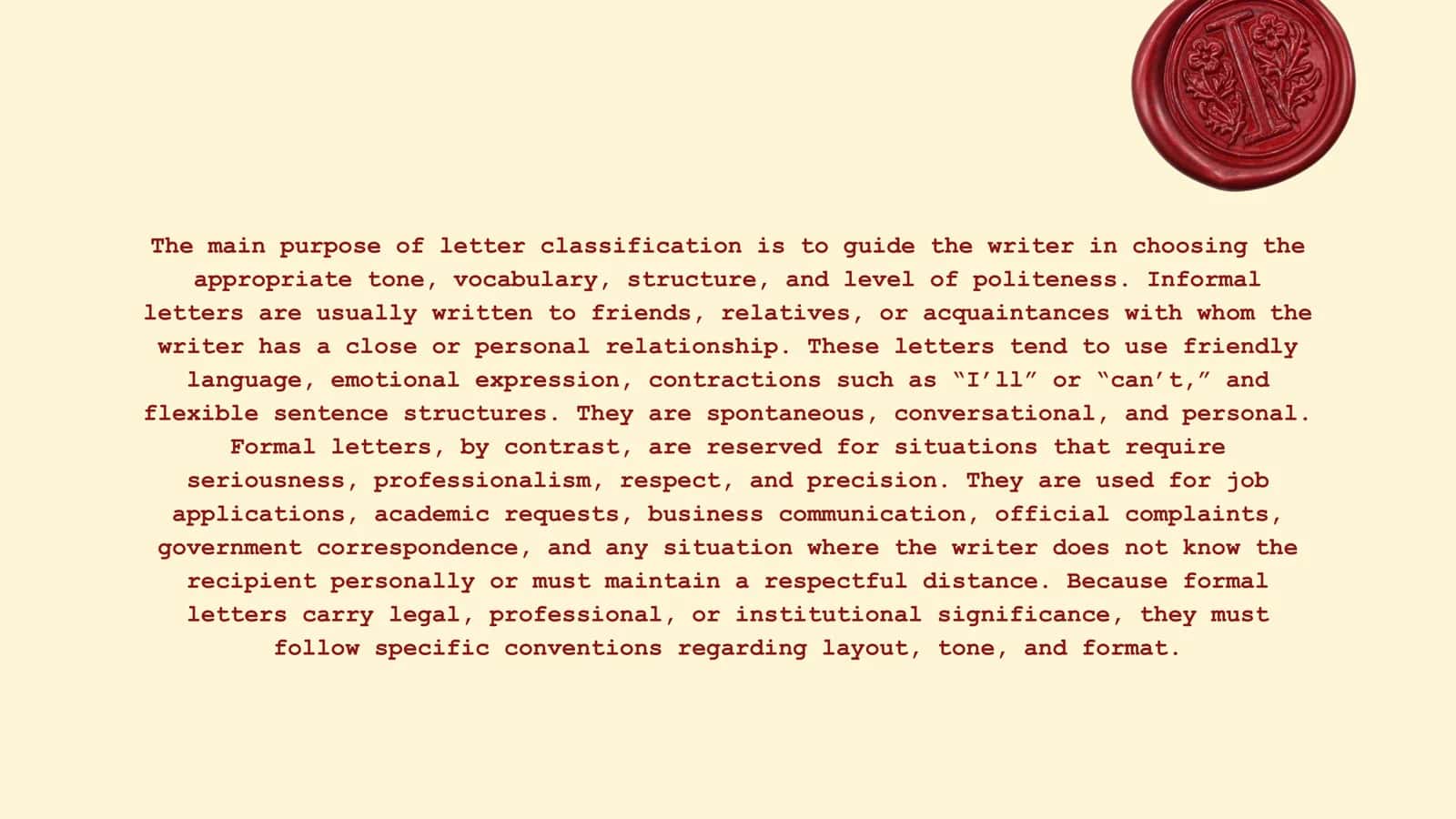Types of letters 3