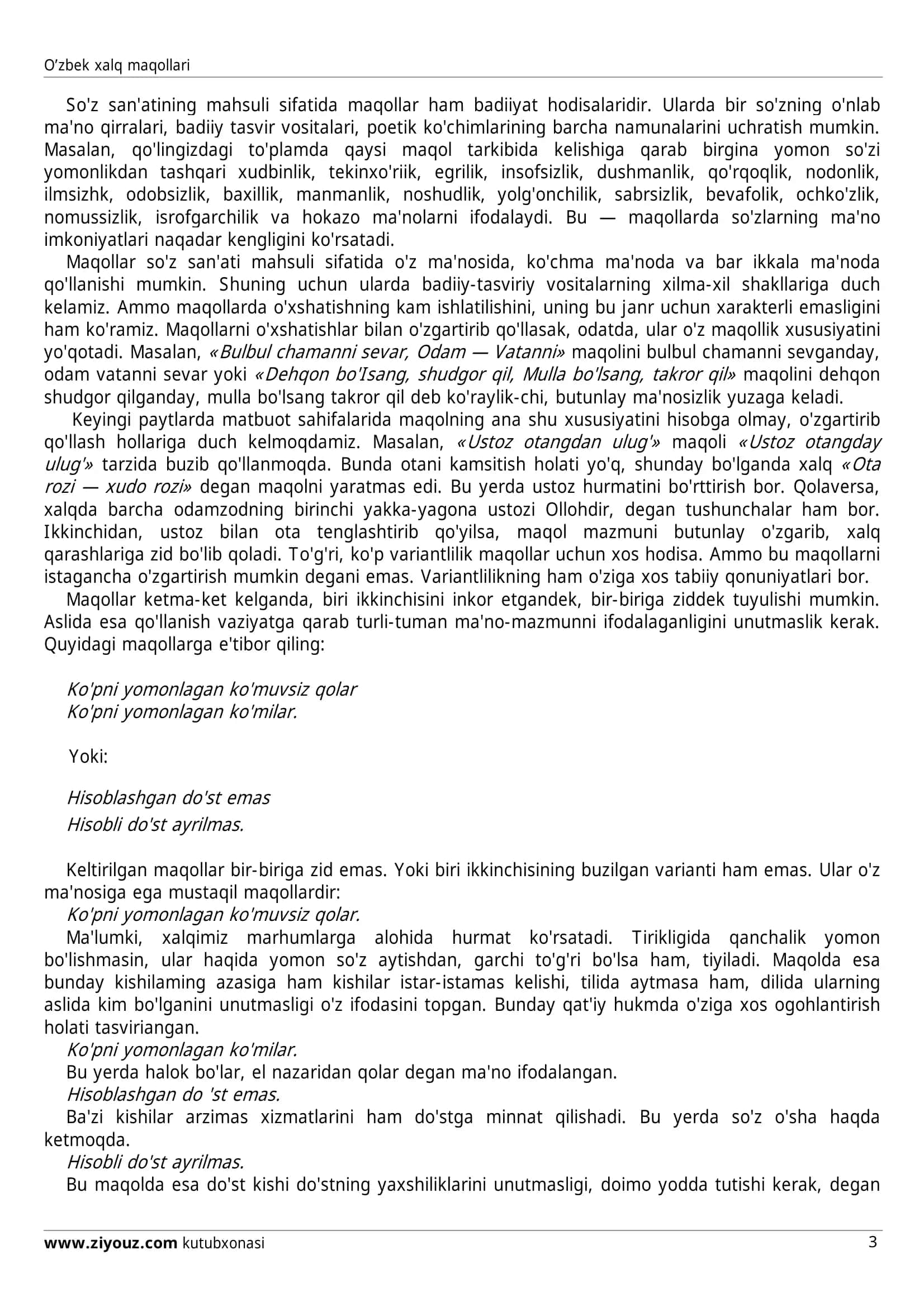 O’zbek xalq maqollari 3