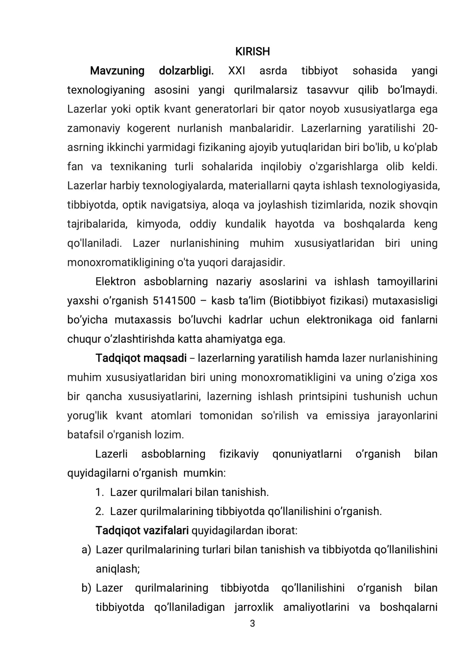LAZERNING TIBBIYOTDA QO’LLANILISHI 3