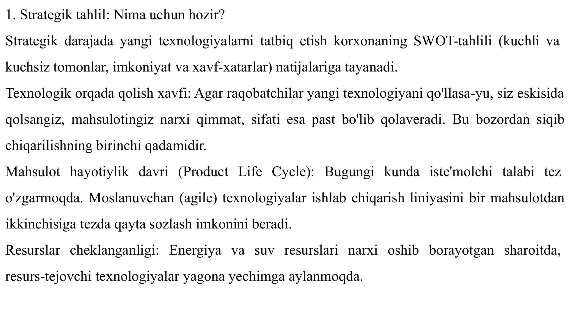 Stratejik tahlil va iqtisodiy zaruriyat 3