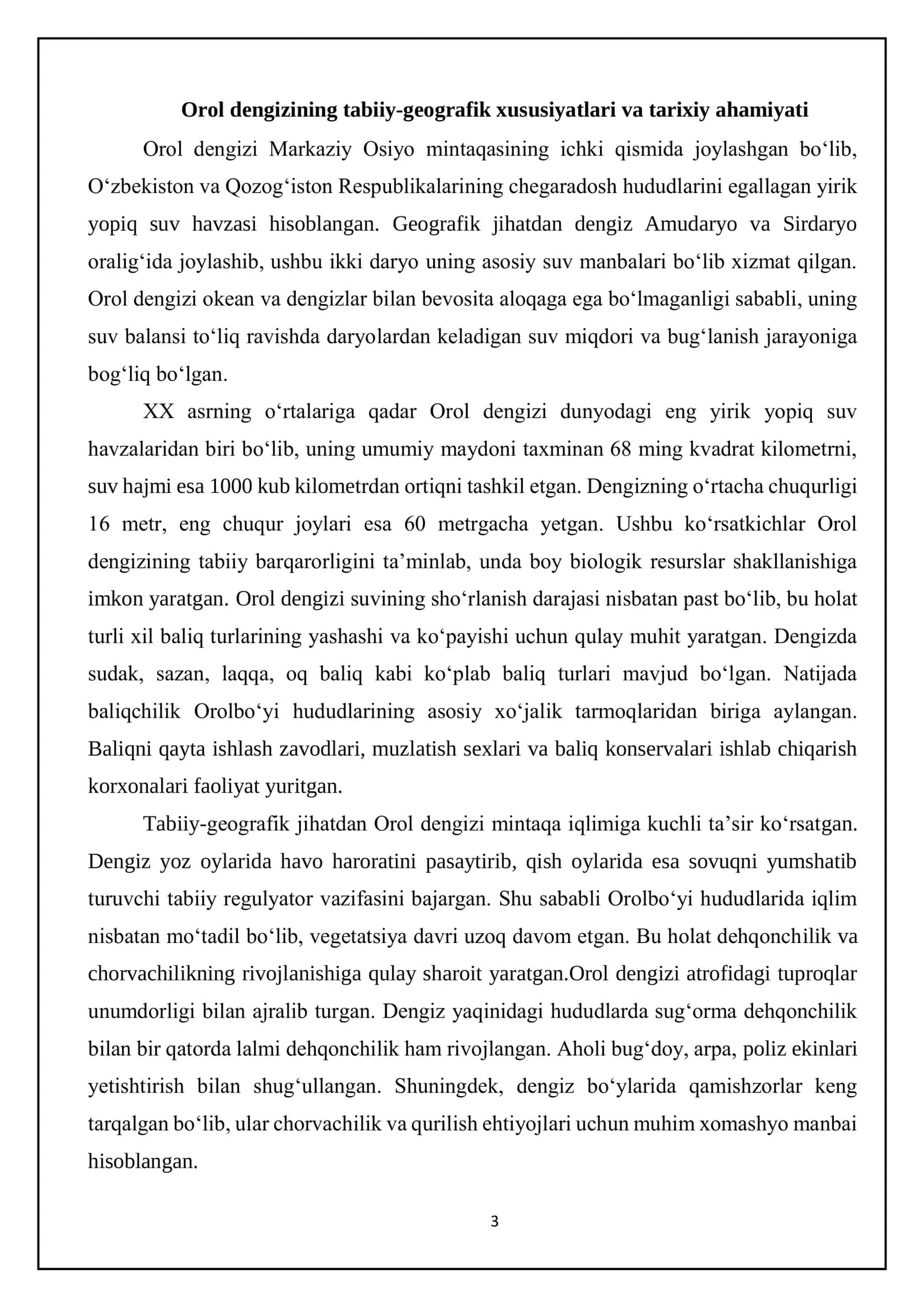 Orol muammosi 3