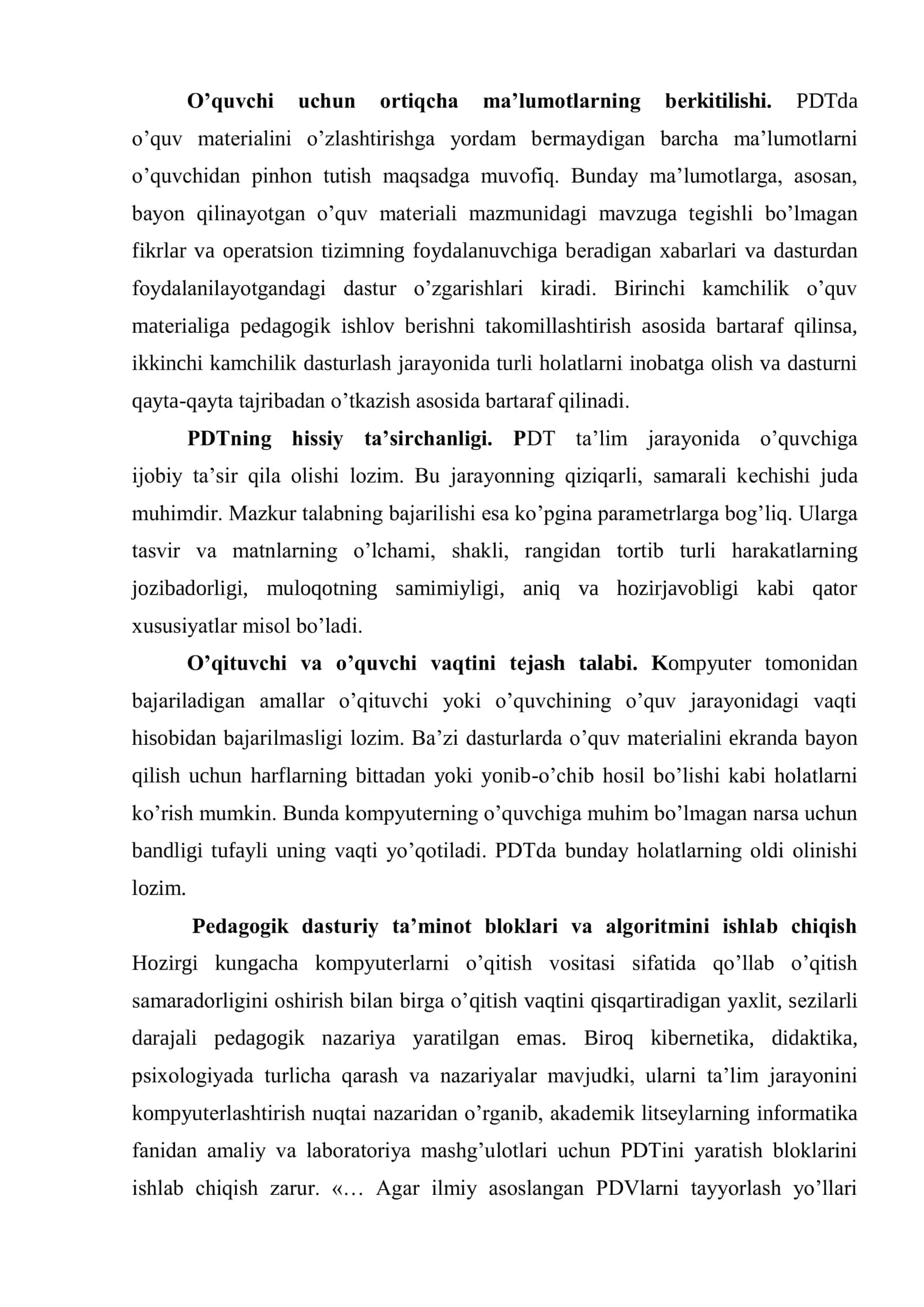 Pedagogik-dasturiy vositalar ssenariysini yaratish texnologiyasi 3