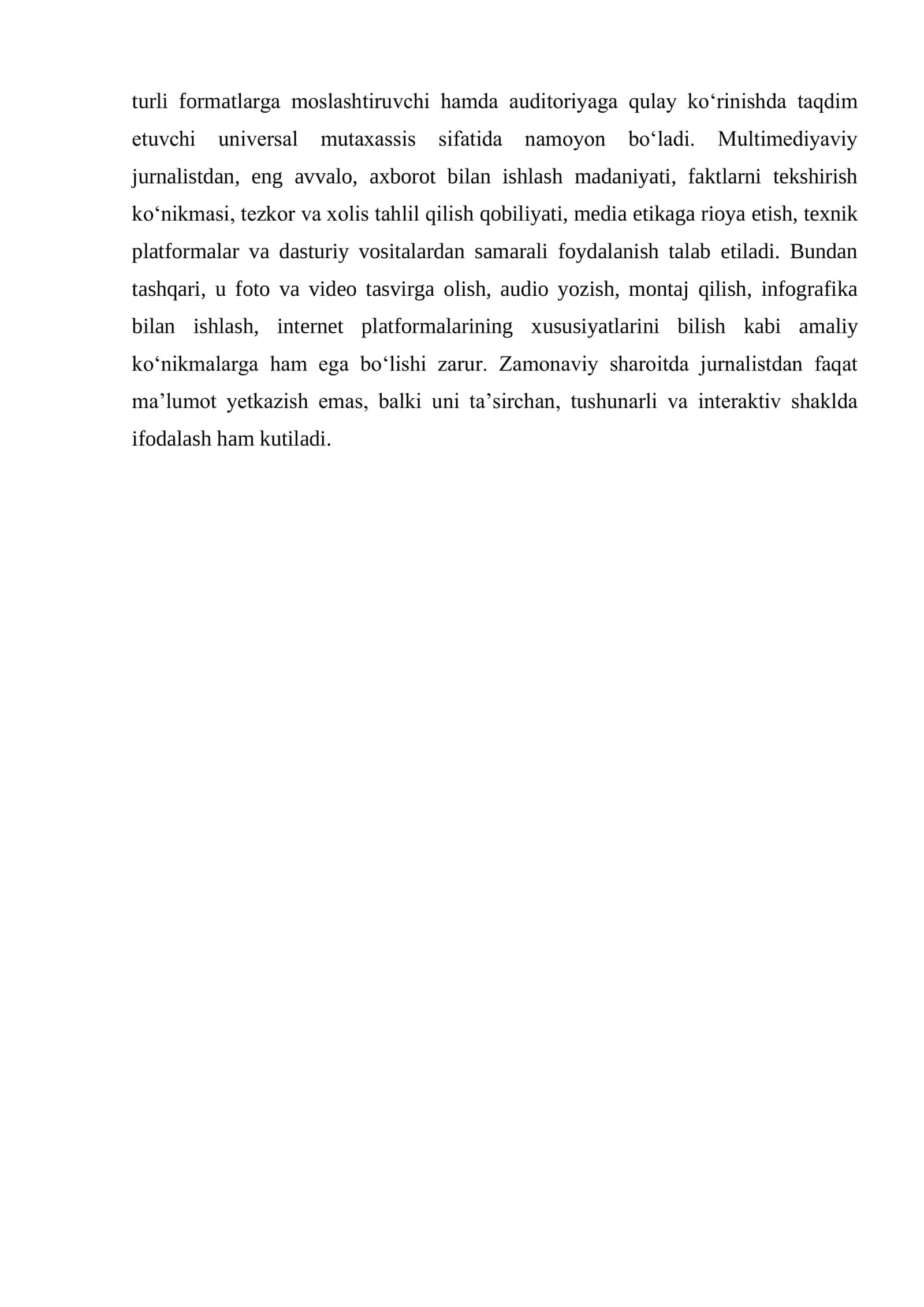 MULTIMEDIYAVIY MATERIAL TAYYORLASHDA IJODIY JAMOAGA VA MULTIMEDIYAVIY JURNALISTGA QO'YILADIGAN TALABLAR 3