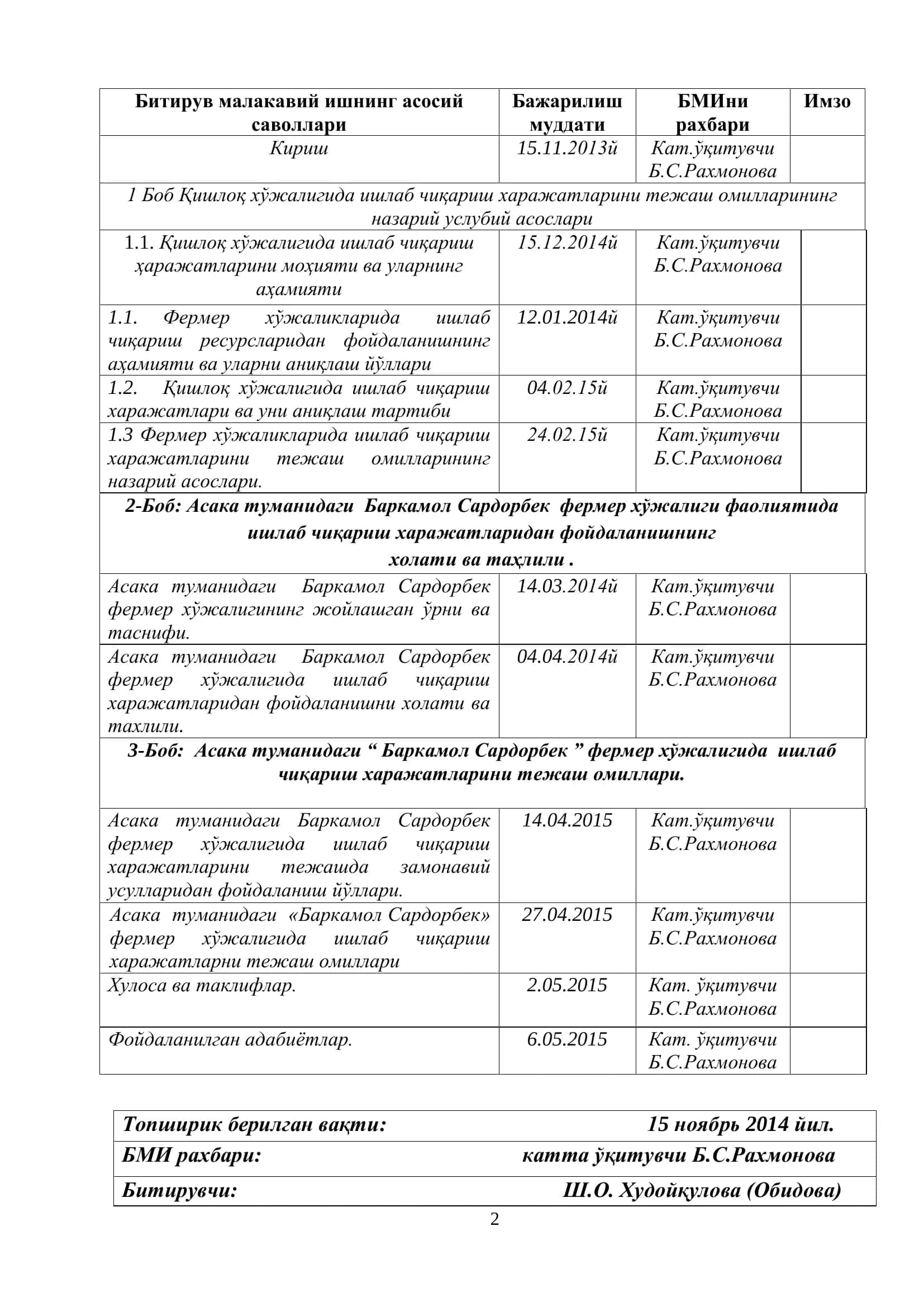 Асака тумани “Баркамол Сардорбек” фермер хўжалигида ишлаб чиқариш ҳаражатларини тежаш омиллари 3